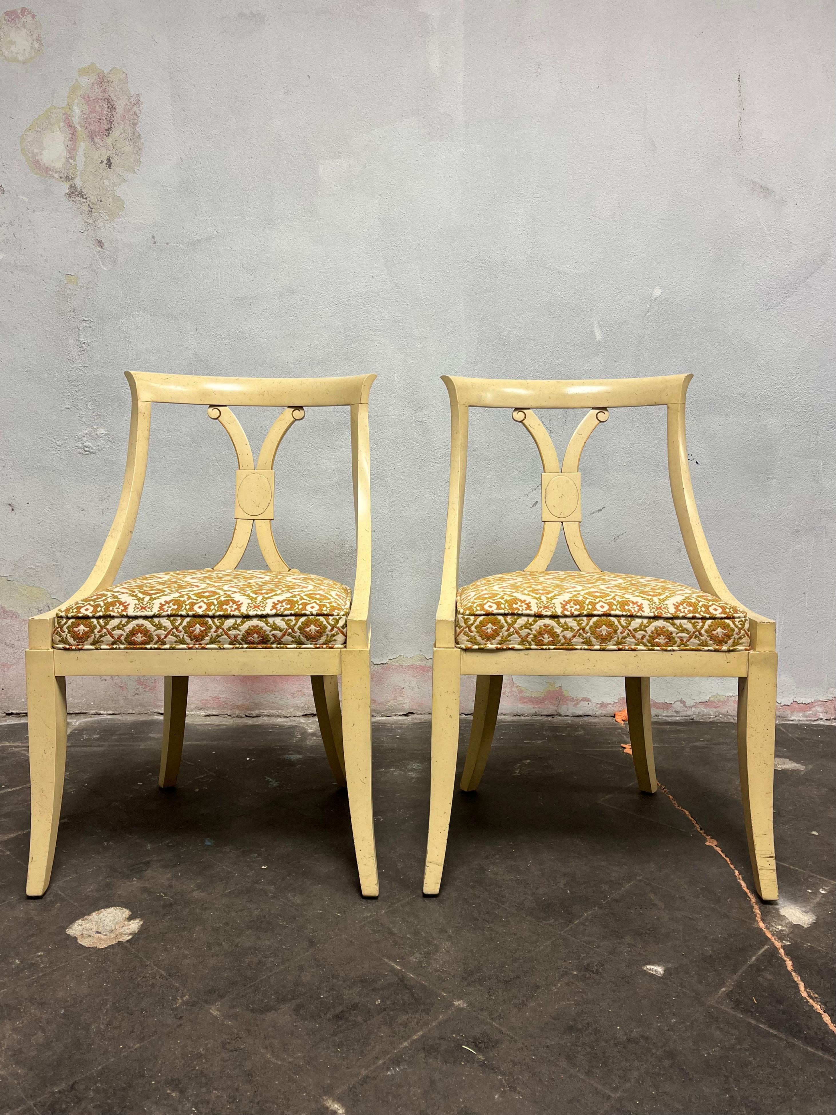 Mid Century Klismos Chairs a Pair In Good Condition For Sale In W Allenhurst, NJ