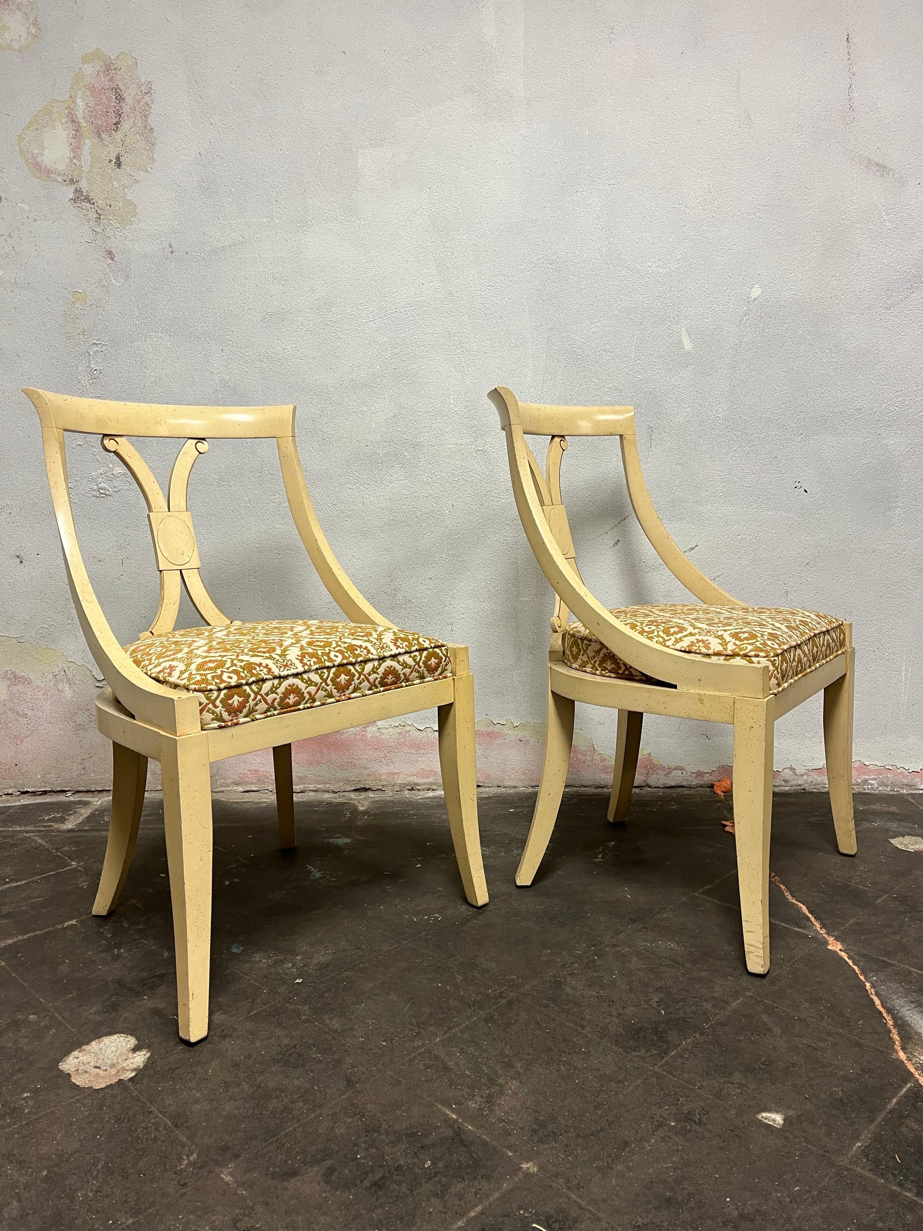Wood Mid Century Klismos Chairs a Pair For Sale