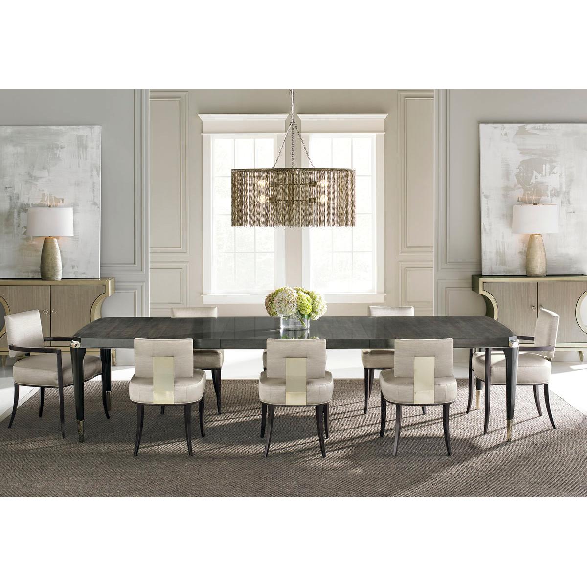 Modern Dining Chair, for a fresh interpretation on a low, modern klismos chair, this silhouette takes on dramatic style when you view the wide, Whisper of Gold panel that shines off its back. A neutral sateen fabric with a subtle moire pattern fully
