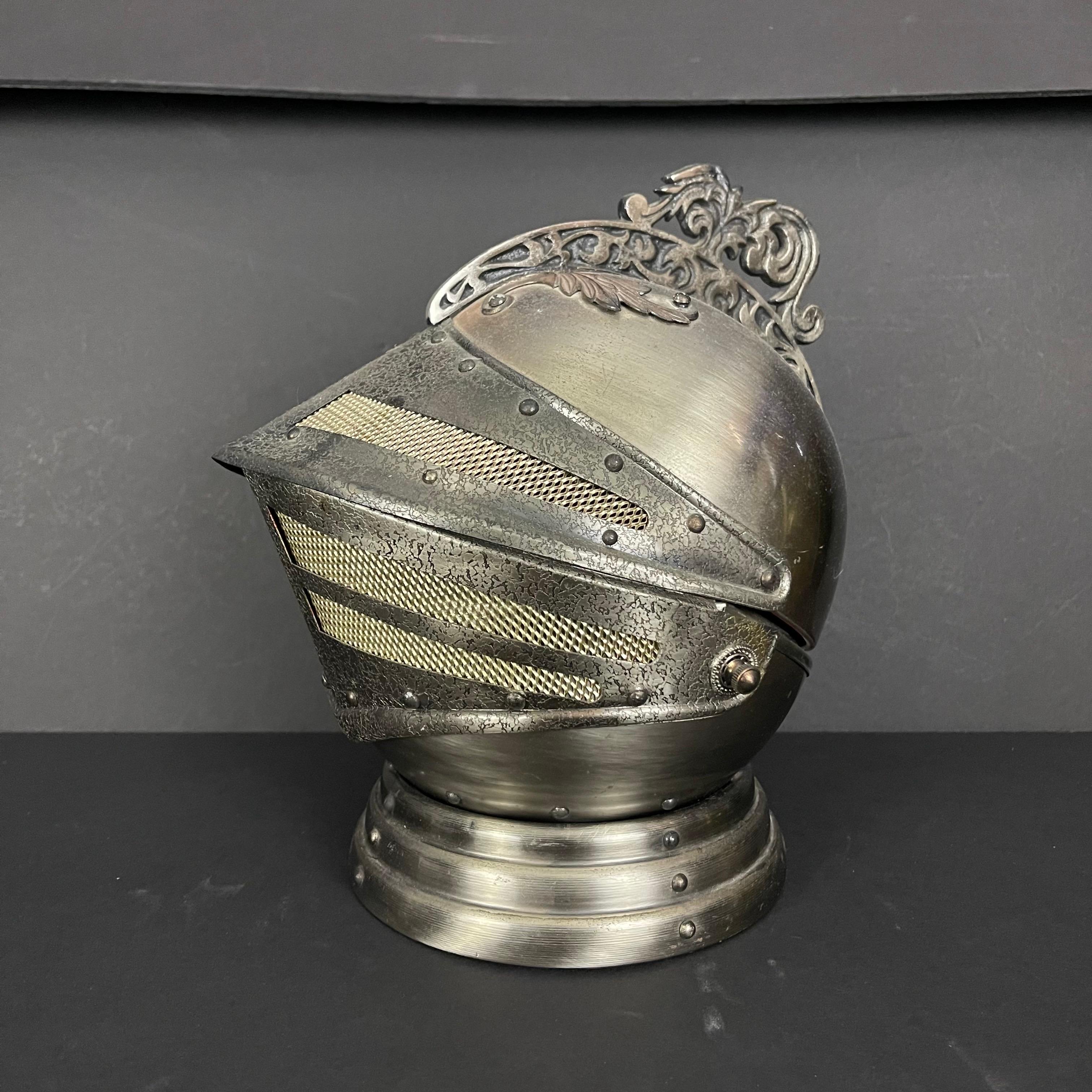 Mid-Century Knight Helmet Form Musical Box Hidden Bar Serving Decanter Set For Sale 5