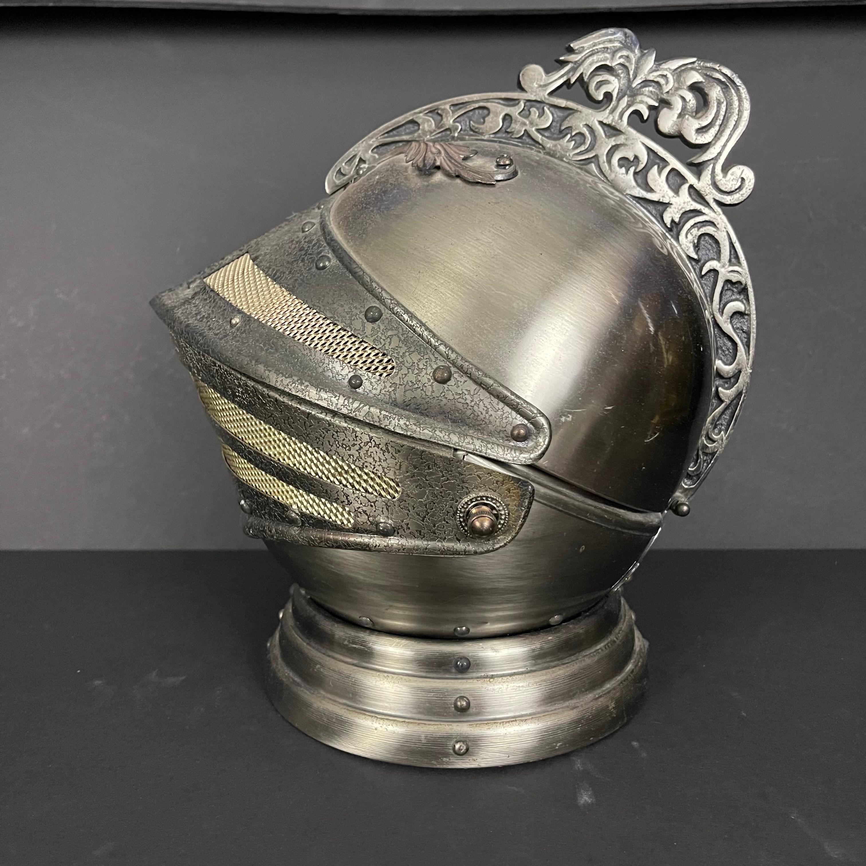 Mid-Century Knight Helmet Form Musical Box Hidden Bar Serving Decanter Set For Sale 6