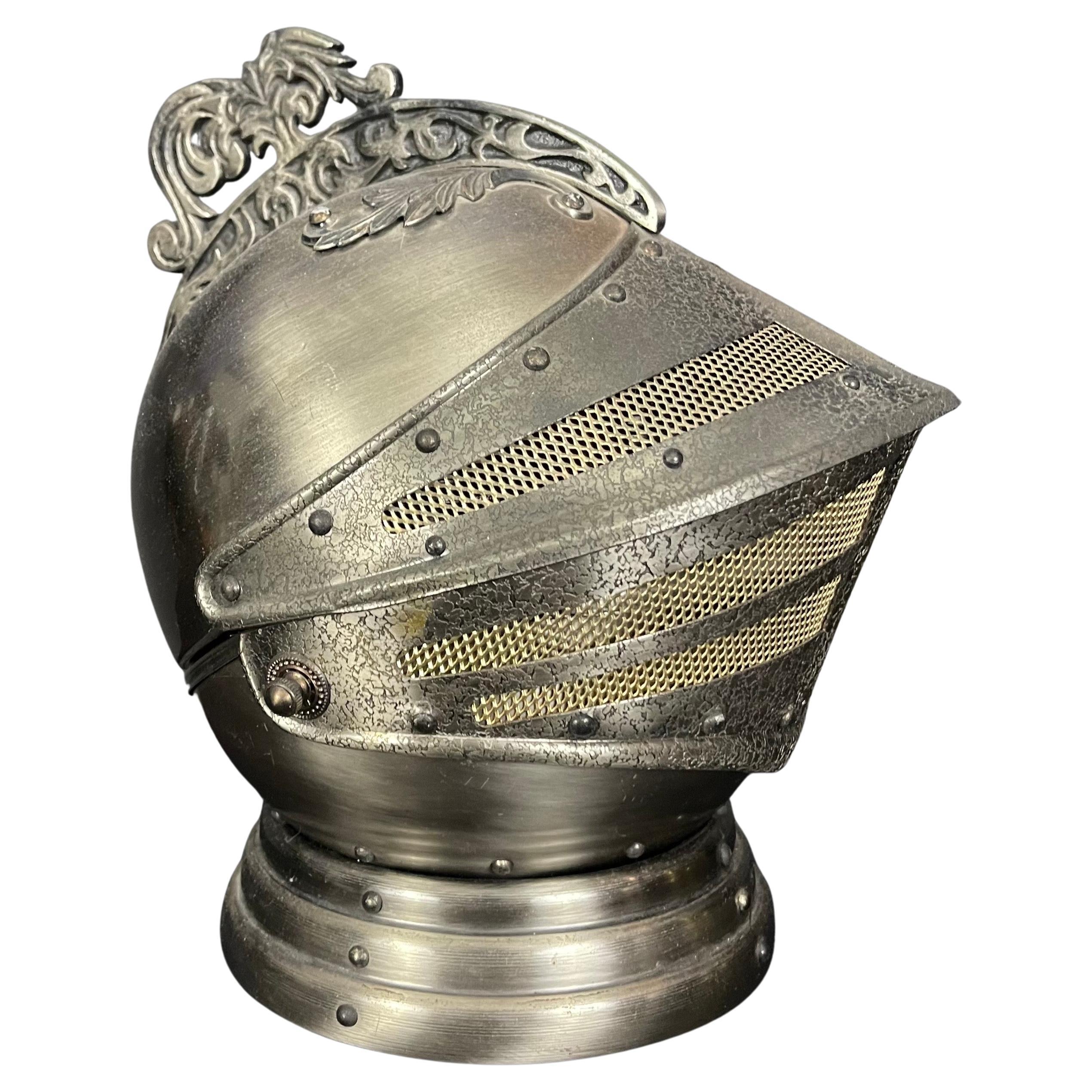 Mid-Century Knight Helmet Form Musical Box Hidden Bar Serving Decanter Set For Sale