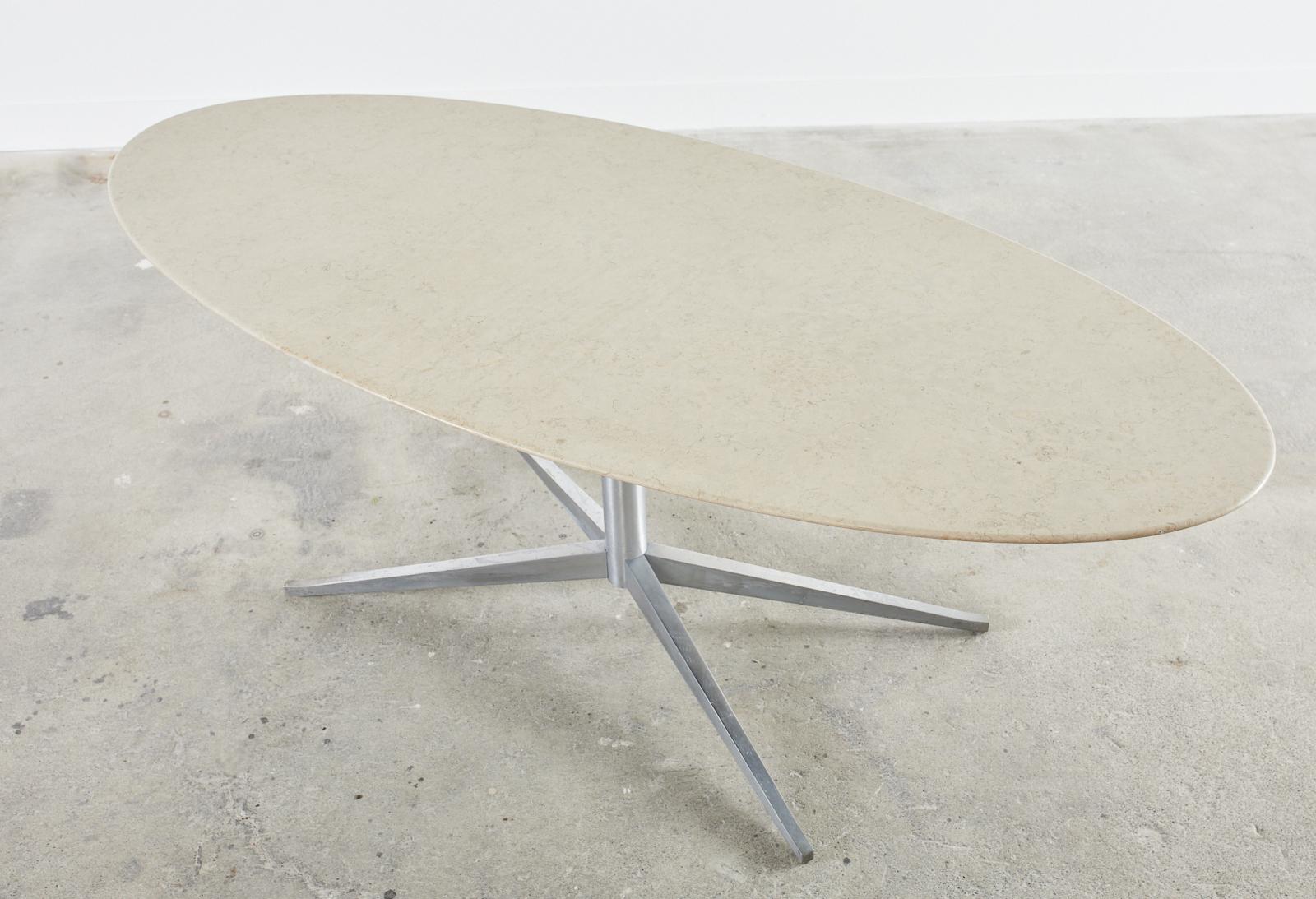Mid-Century Knoll Attributed Oval Stone Top Dining Table 5