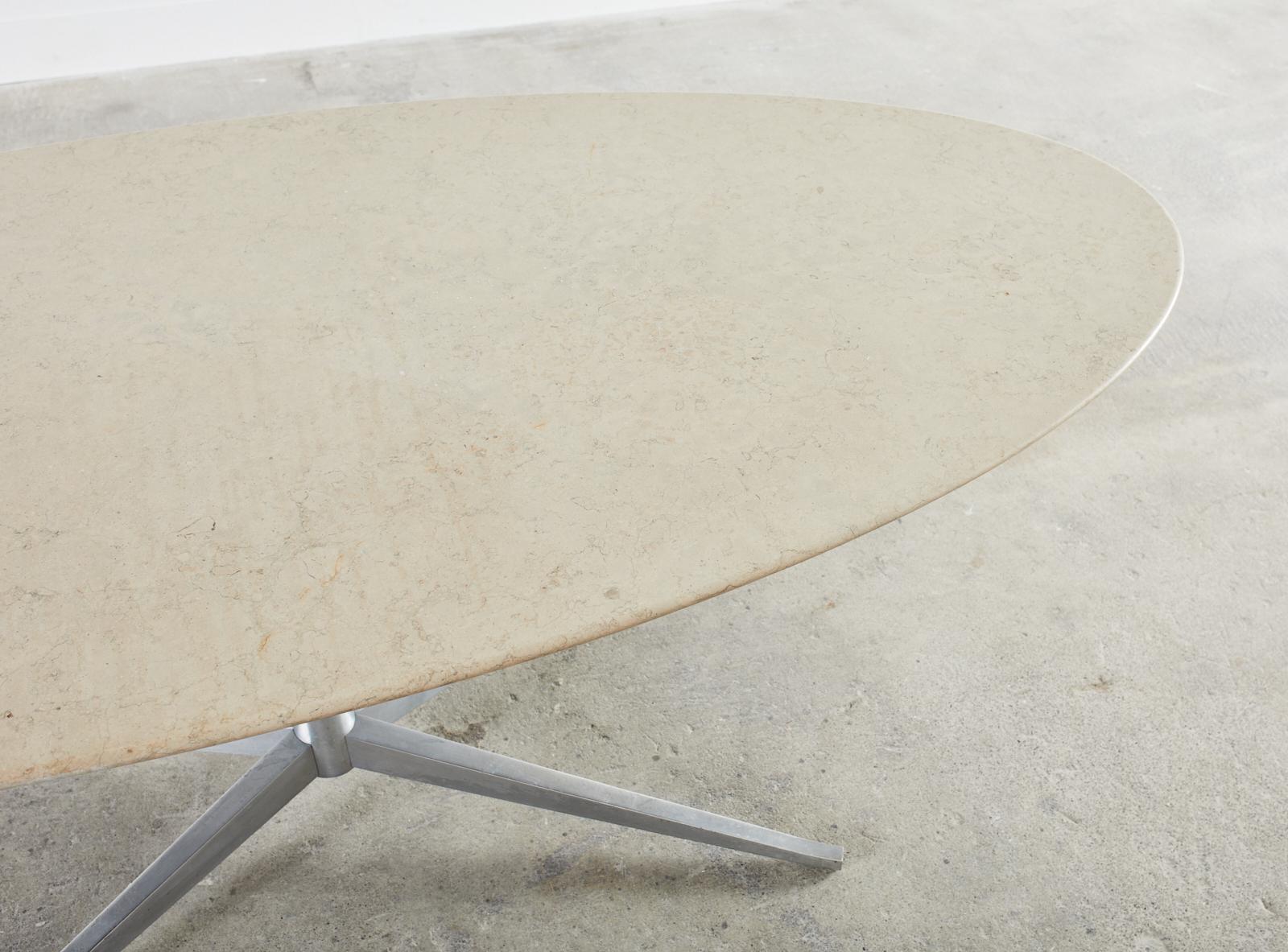 Mid-Century Modern Mid-Century Knoll Attributed Oval Stone Top Dining Table