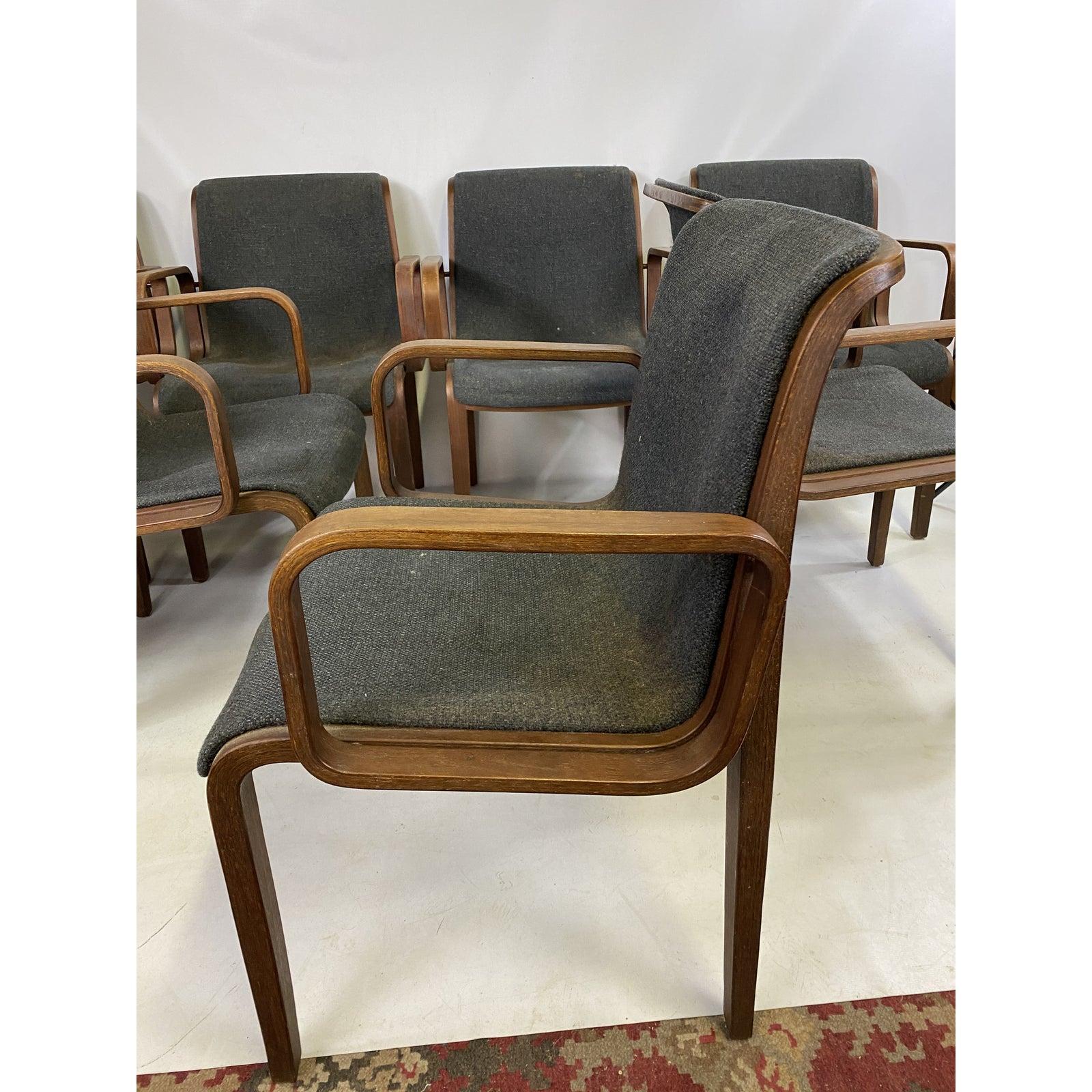 Mid-Century Modern Mid-Century Knoll Bent Wood Arm Chairs by Bill Stephens, Set of 8