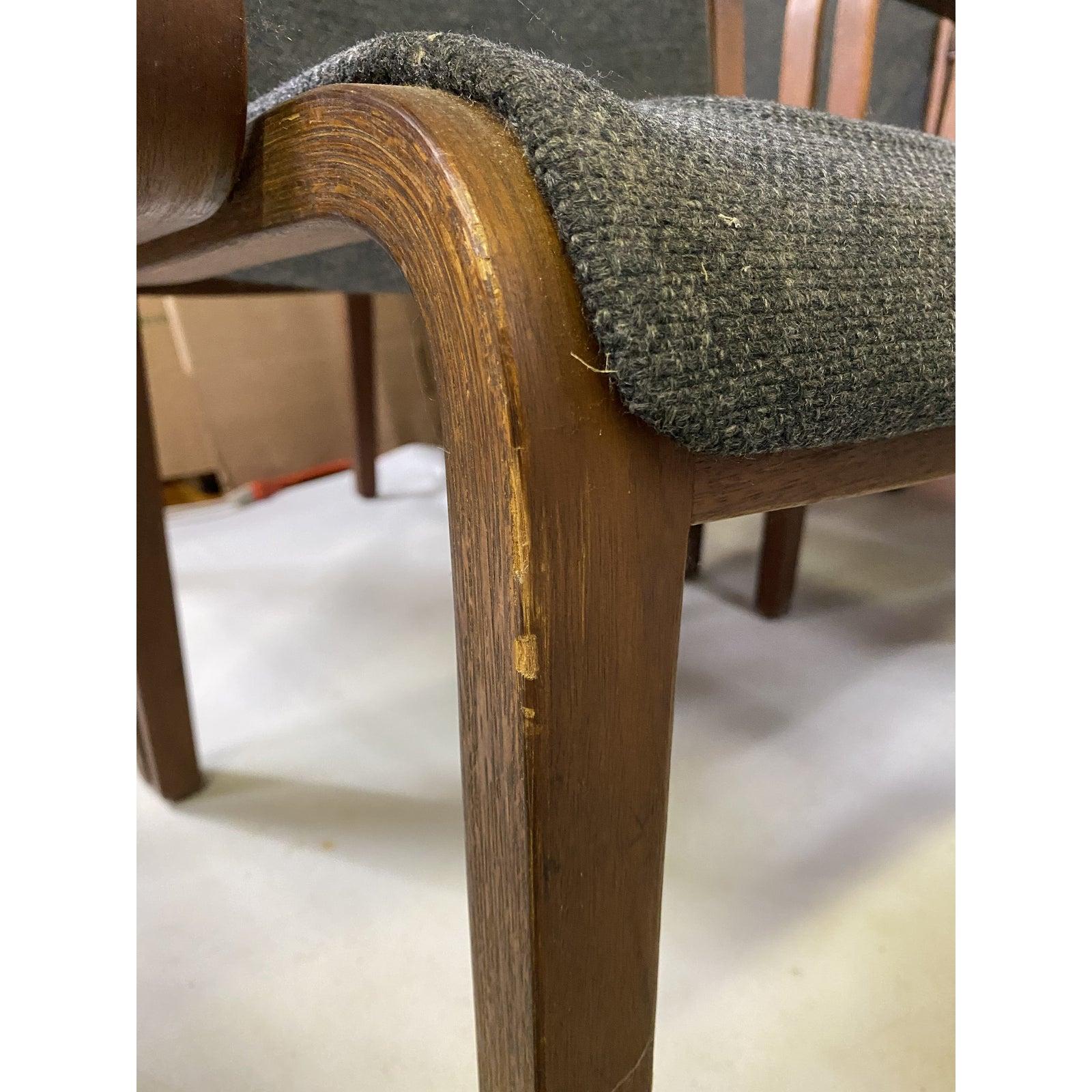 Late 20th Century Mid-Century Knoll Bent Wood Arm Chairs by Bill Stephens, Set of 8