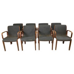 Mid-Century Knoll Bent Wood Arm Chairs by Bill Stephens, Set of 8