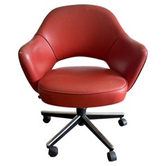Mid century Knoll Eero Saarinen Red Leather executive office desk chair