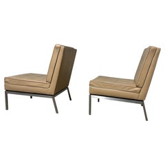 Sillones de cuero Knoll de mediados de siglo