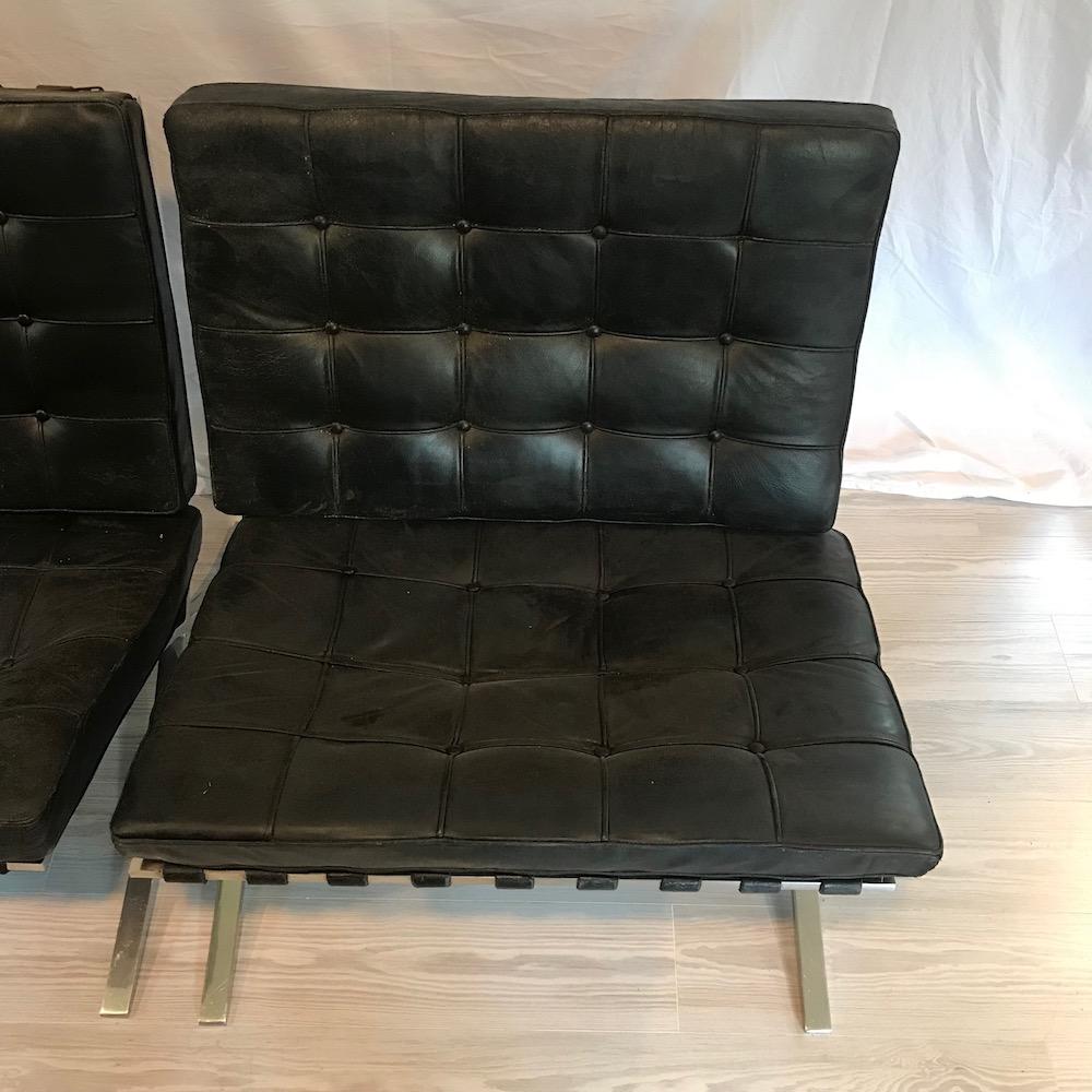 North American Midcentury Knoll Signed Pair of Mies Chairs