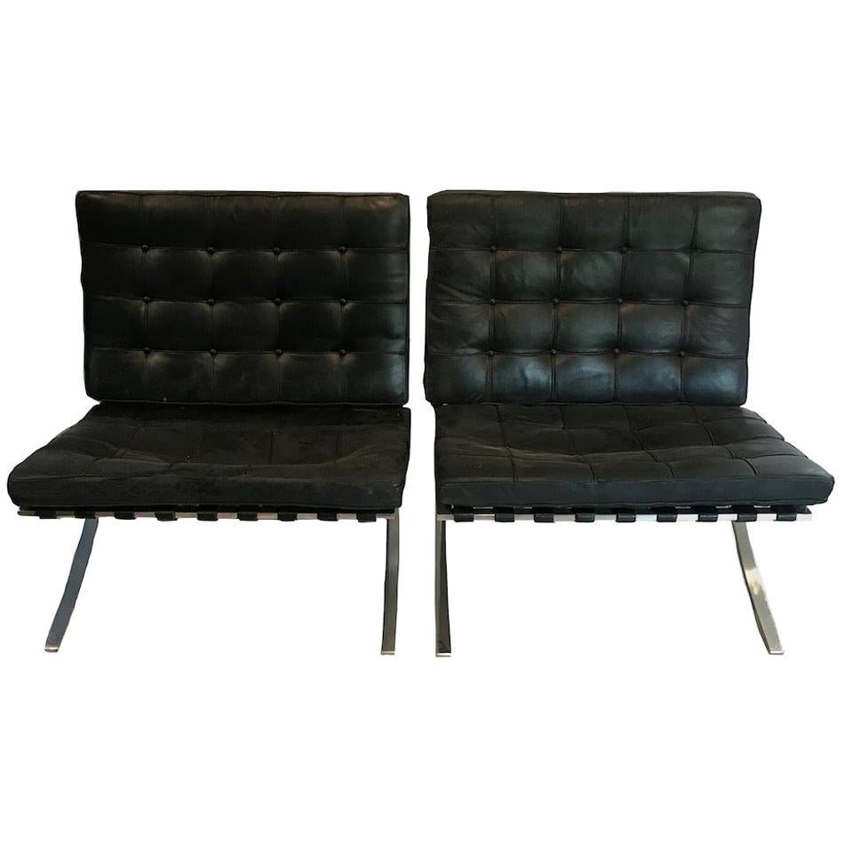 Midcentury Knoll Signed Pair of Mies Chairs