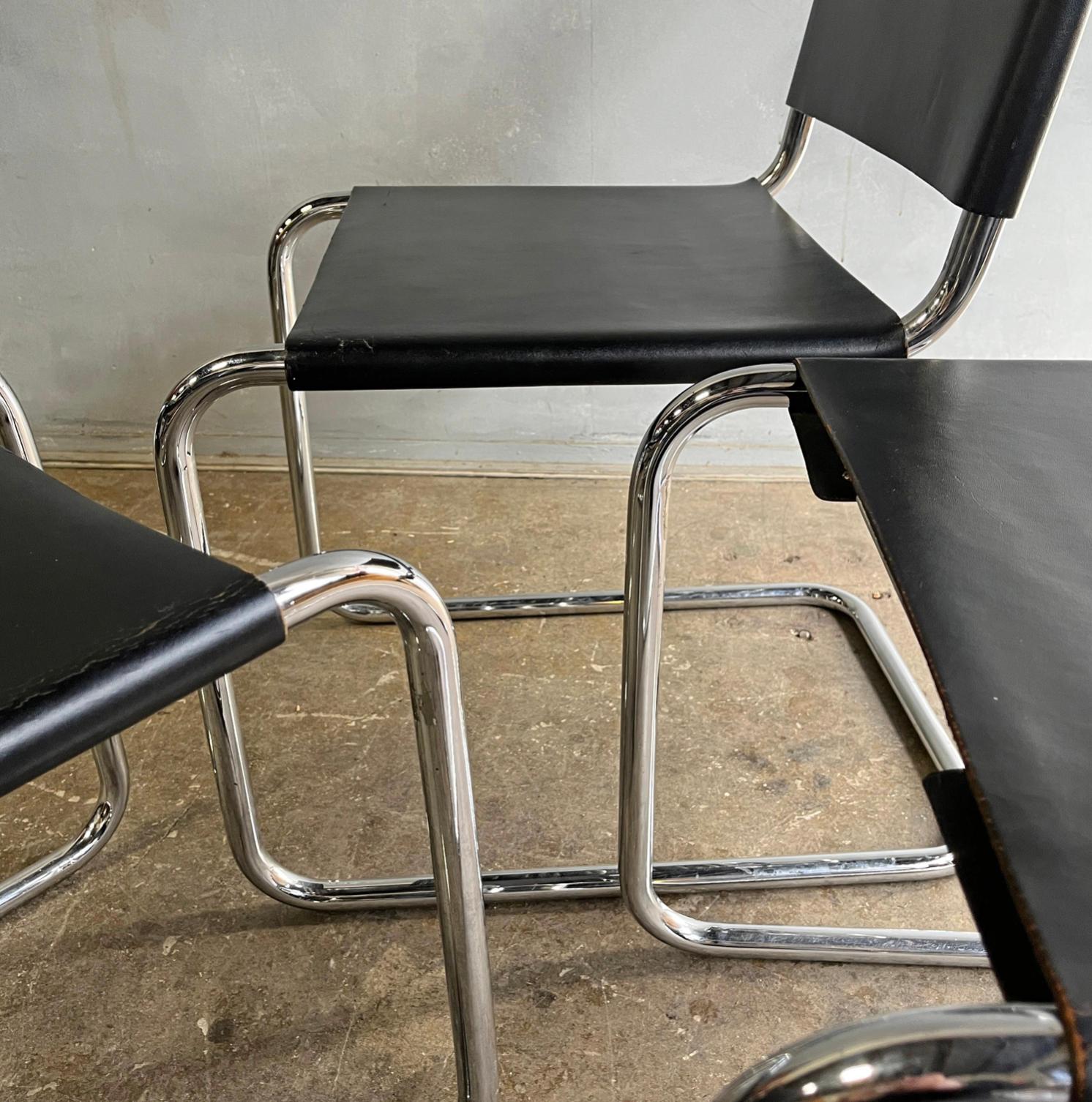 Knoll Spoleto chairs. Marcel Breuer designed the B33 chair in 1927, it is based on the cantilever principle (cantilevered), in the same spirit as the famous B3 chair or “Wassily chair” that he designed in 1925.

Purchased from Knoll in 1974. Black