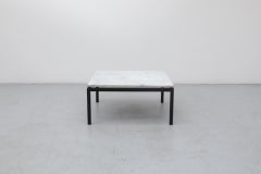 Mid-Century Knoll Style Marble Coffee or Side Table with Black Metal Frame