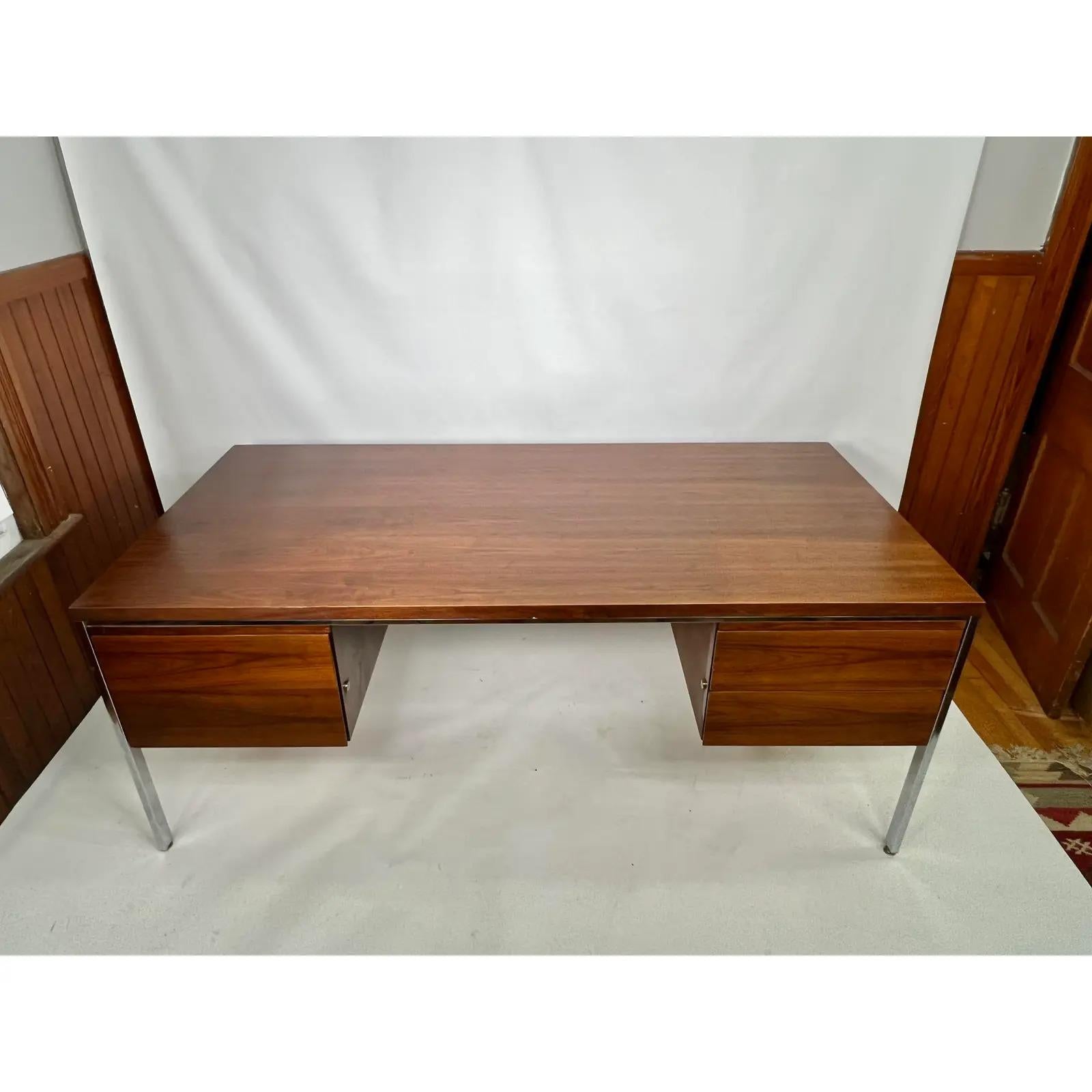 Mid-century Knoll style walnut executive desk made by Jofco.