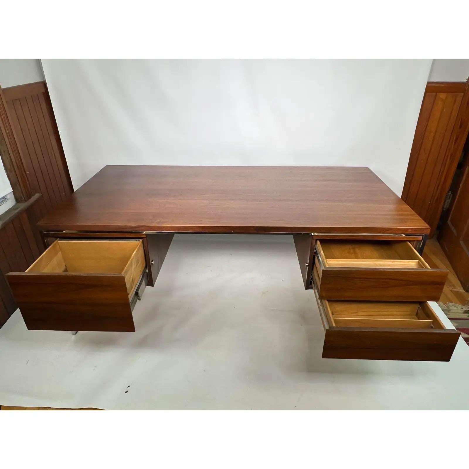 American Mid-Century Knoll Style Walnut Executive Desk Made by Jofco