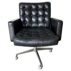 Mid century Knoll Vincent Cafiero Black Leather executive office desk chair