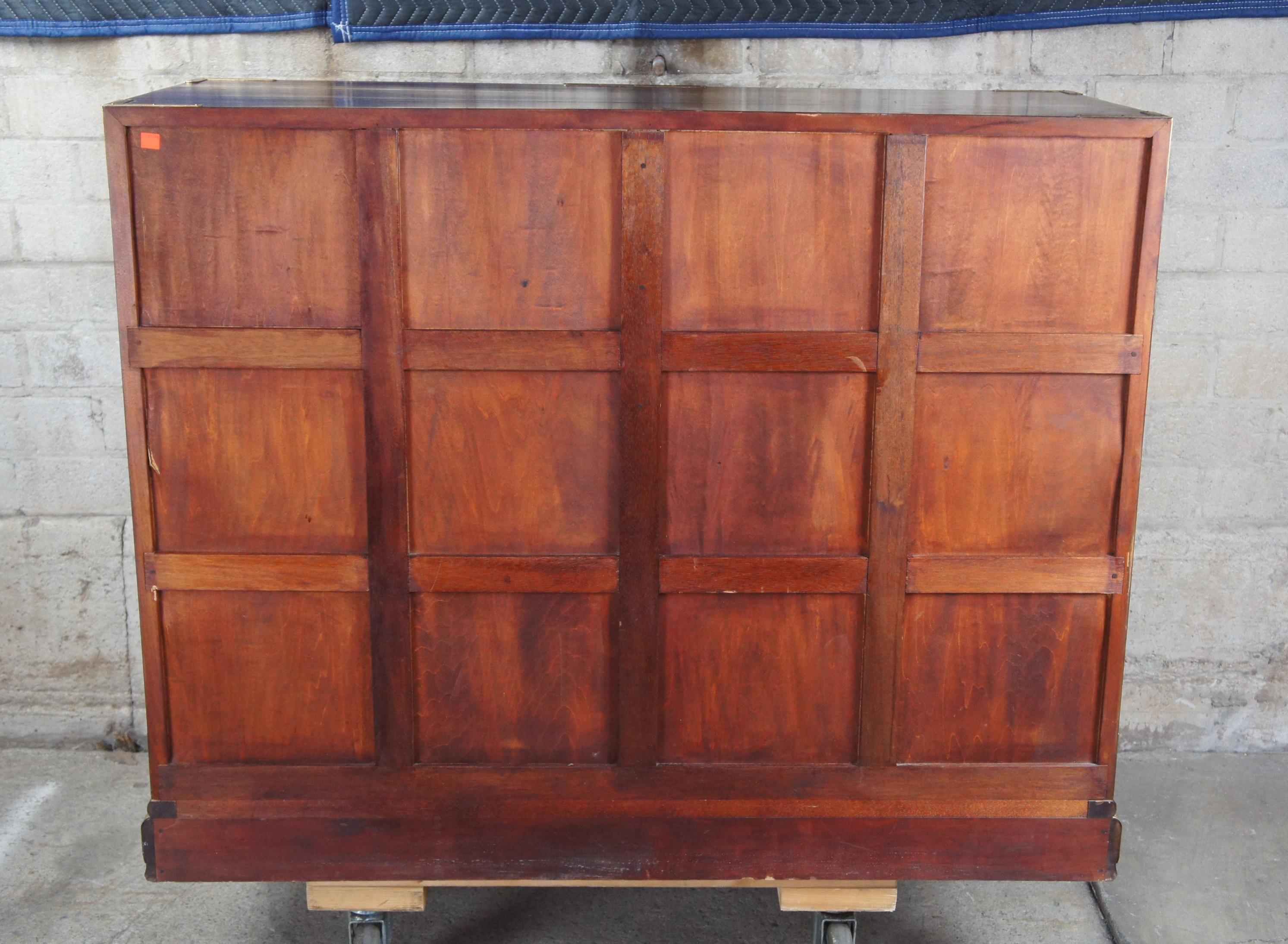 Midcentury Korean Elm Tansu Butterfly Chest Campaign Cabinet Sideboard 4