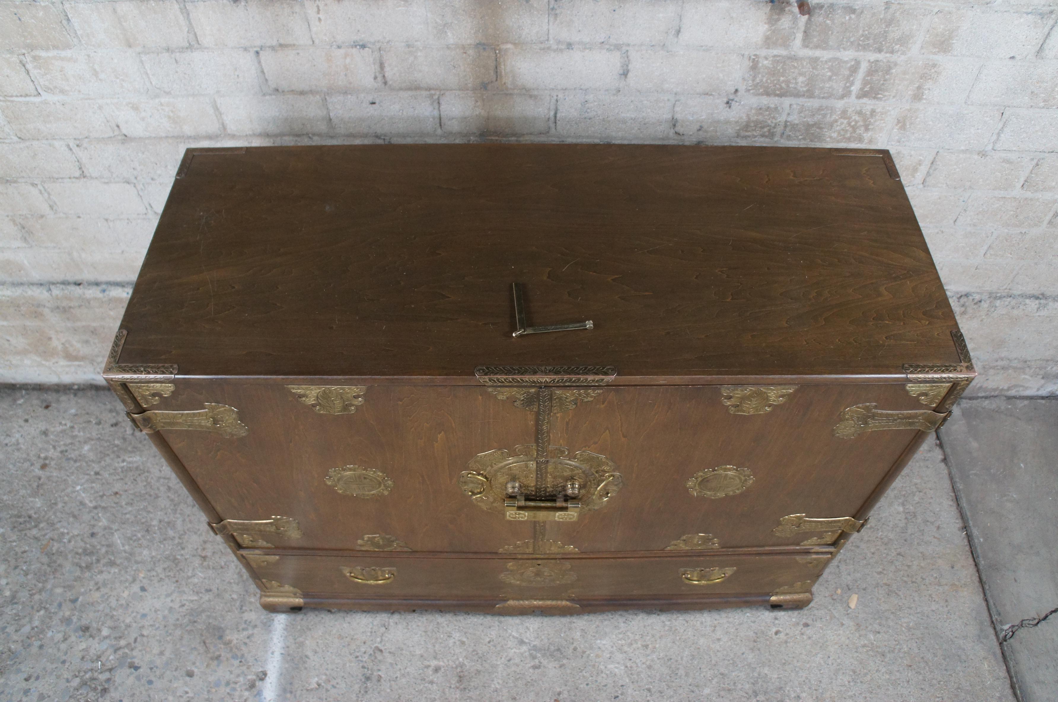 Mid Century Korean Pine Tansu Dowry Silver Chest Buffet Server Cabinet Campaign 3