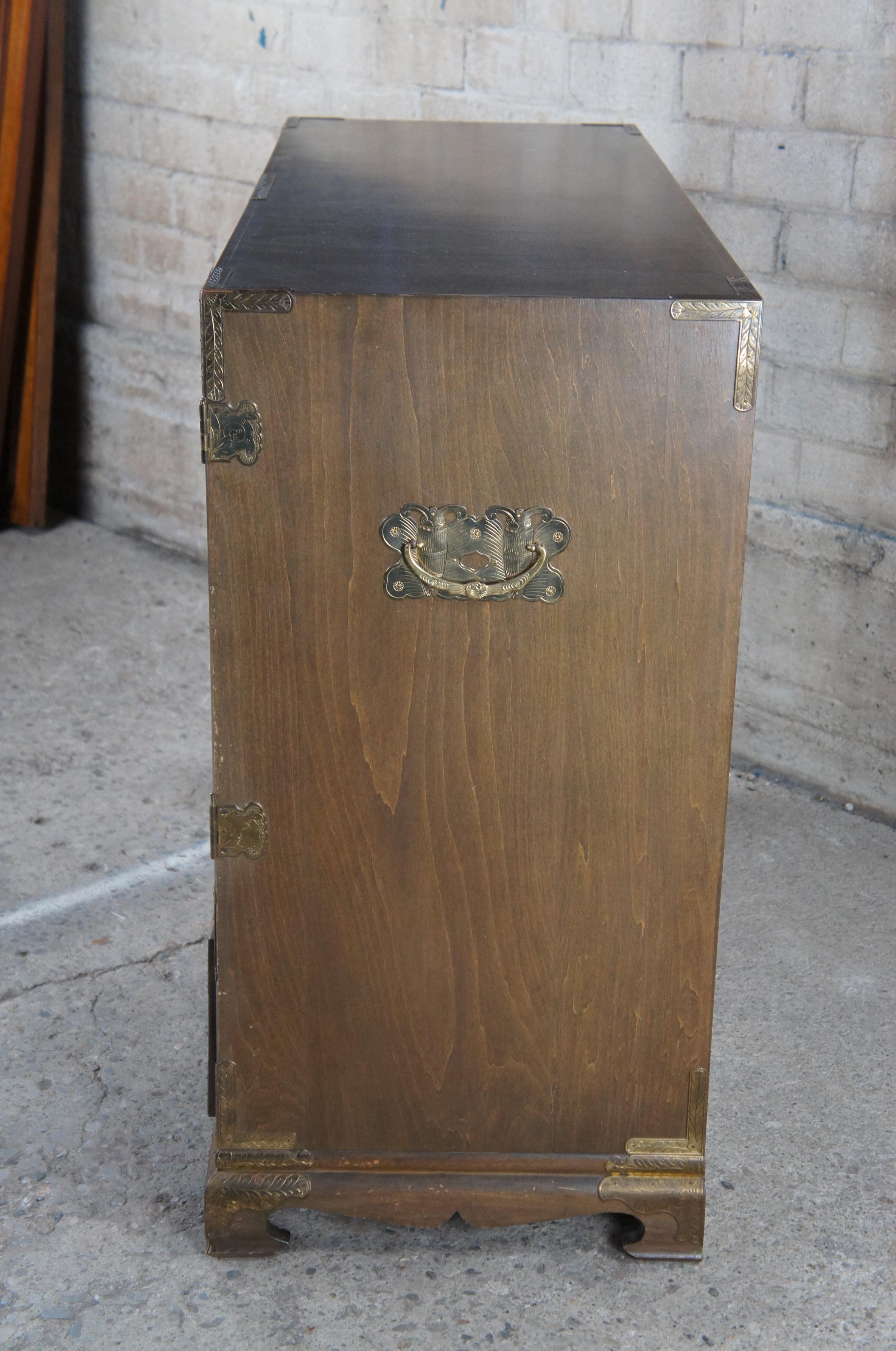 Mid Century Korean Pine Tansu Dowry Silver Chest Buffet Server Cabinet Campaign 4