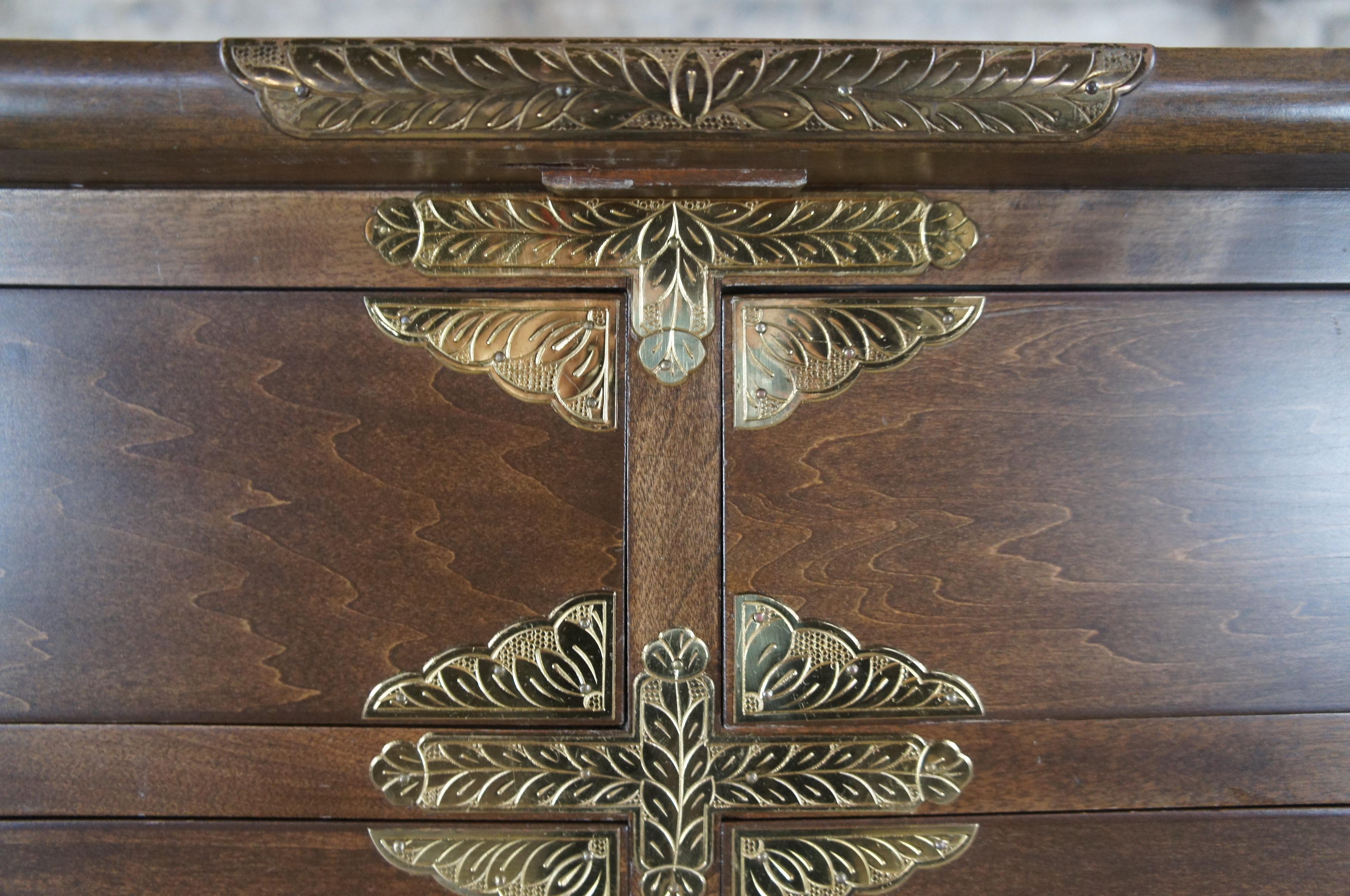20th Century Mid Century Korean Pine Tansu Dowry Silver Chest Buffet Server Cabinet Campaign
