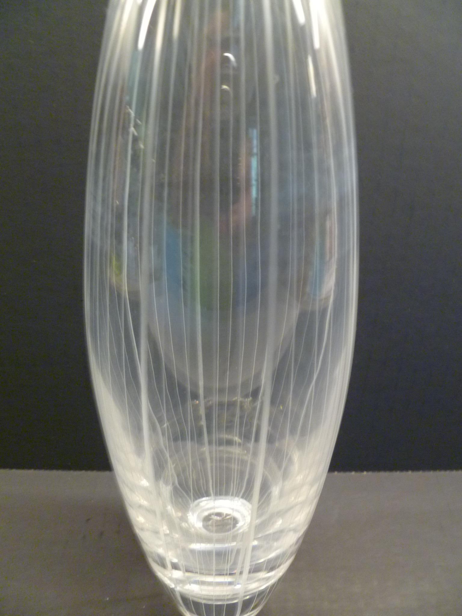 Midcentury Kosta, Sweden Stripped Modern Glass Vase by Vicke Lindstrand, 1956 For Sale 5
