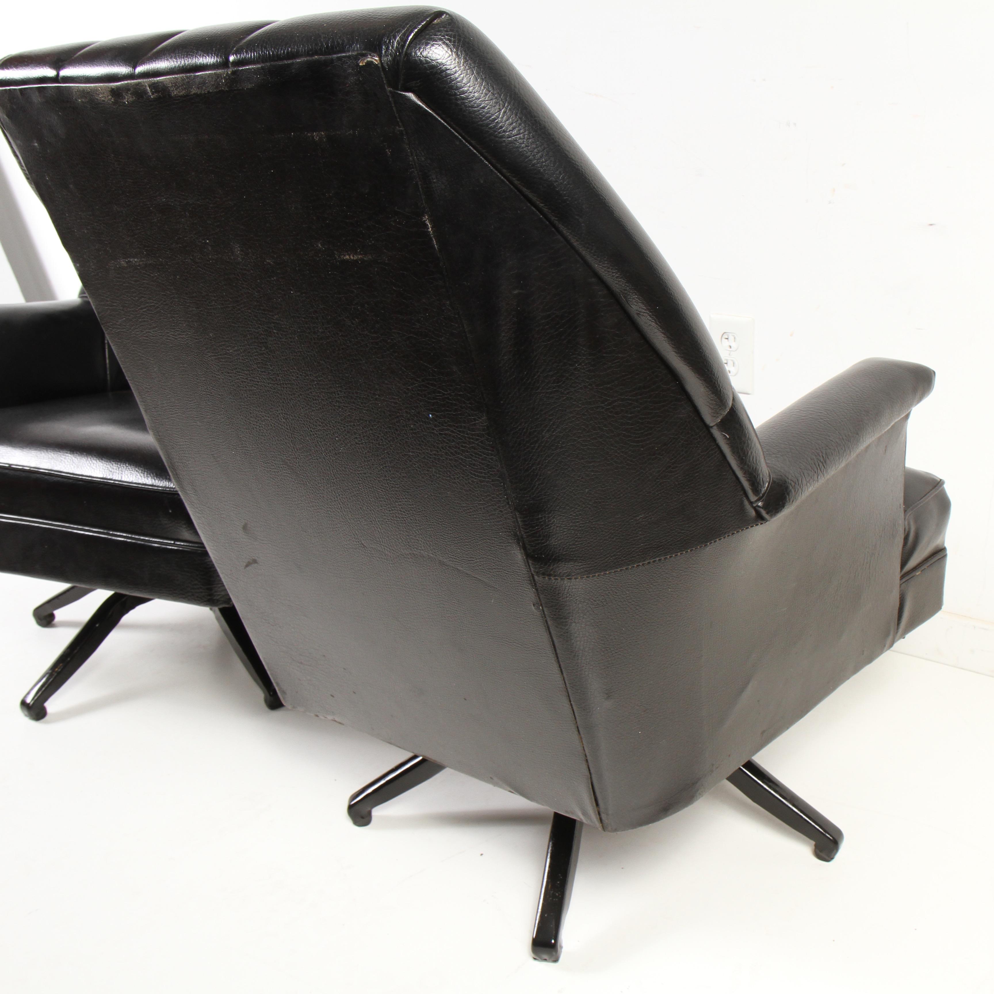 20th Century Midcentury Kroehler Naugahyde Swivel Chairs For Sale