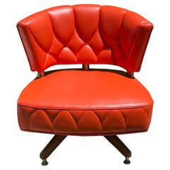 Mid Century Kroehler Orange Swivel Lounge Chair, 1962