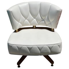 Mid Century Kroehler White Swivel Lounge Chair, 1962