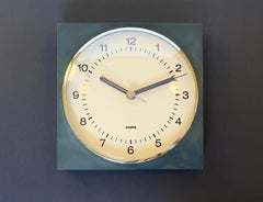 Horloge murale Krups du milieu du siècle 1970 Bleu foncé et chrome bombé, Allemagne