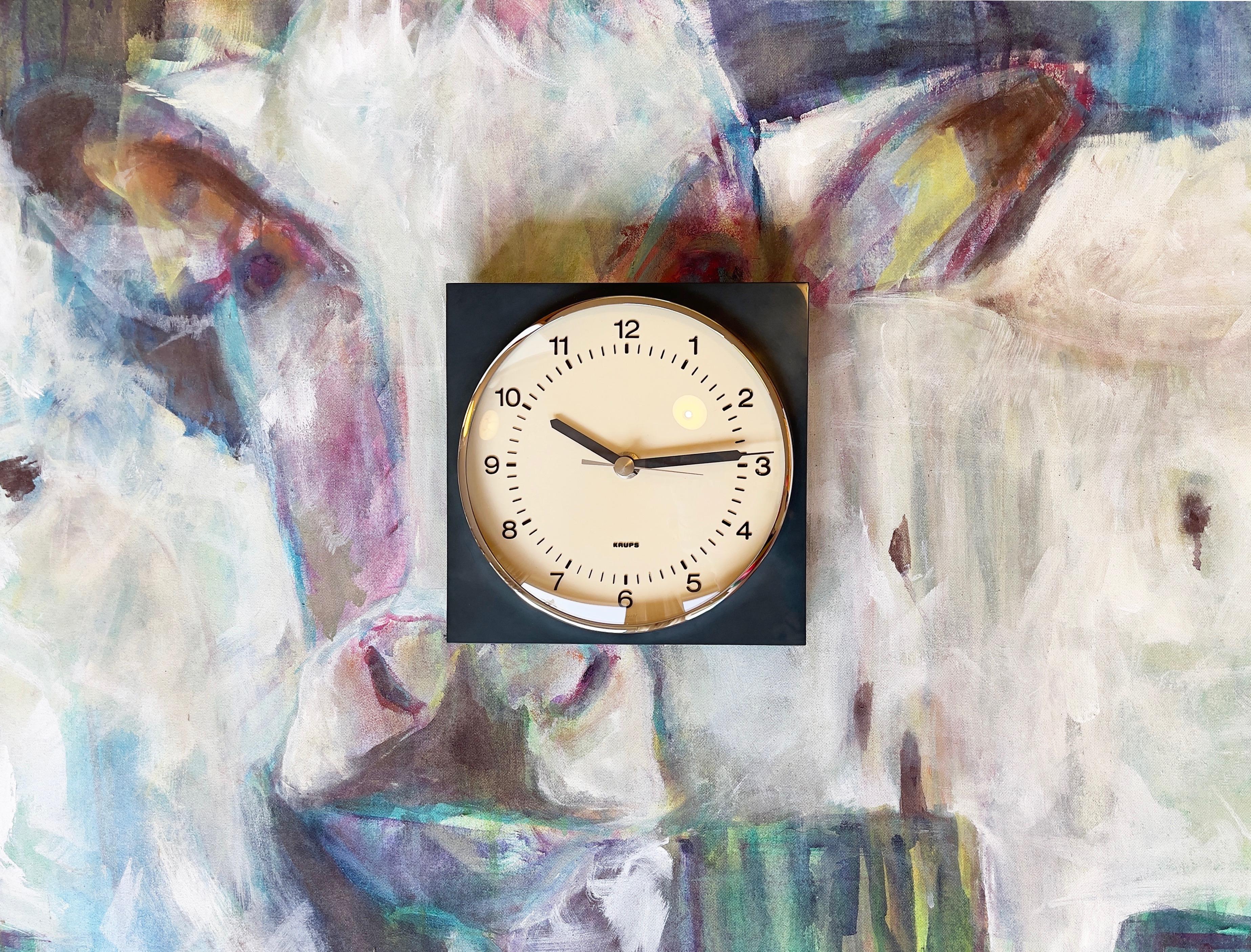 Reloj de pared Krups de mediados de siglo 1970 Azul oscuro y cromo abombado, Alemania en Bueno estado para la venta en Andernach, DE