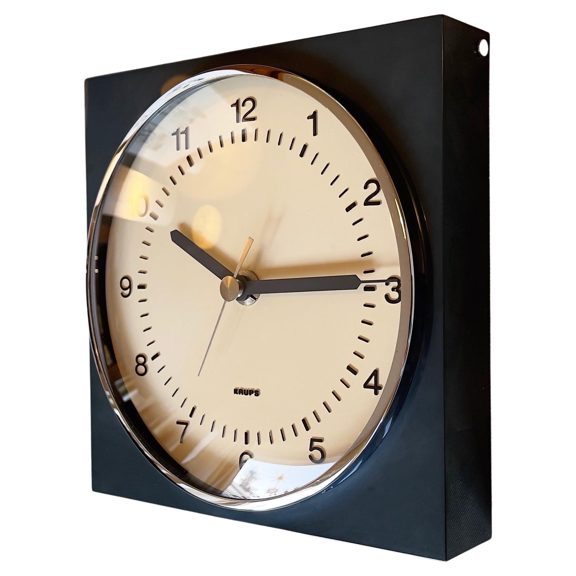 Mid-Century Krups Wall Clock 1970s Dusky Blue 
Chrome Domed, Germany