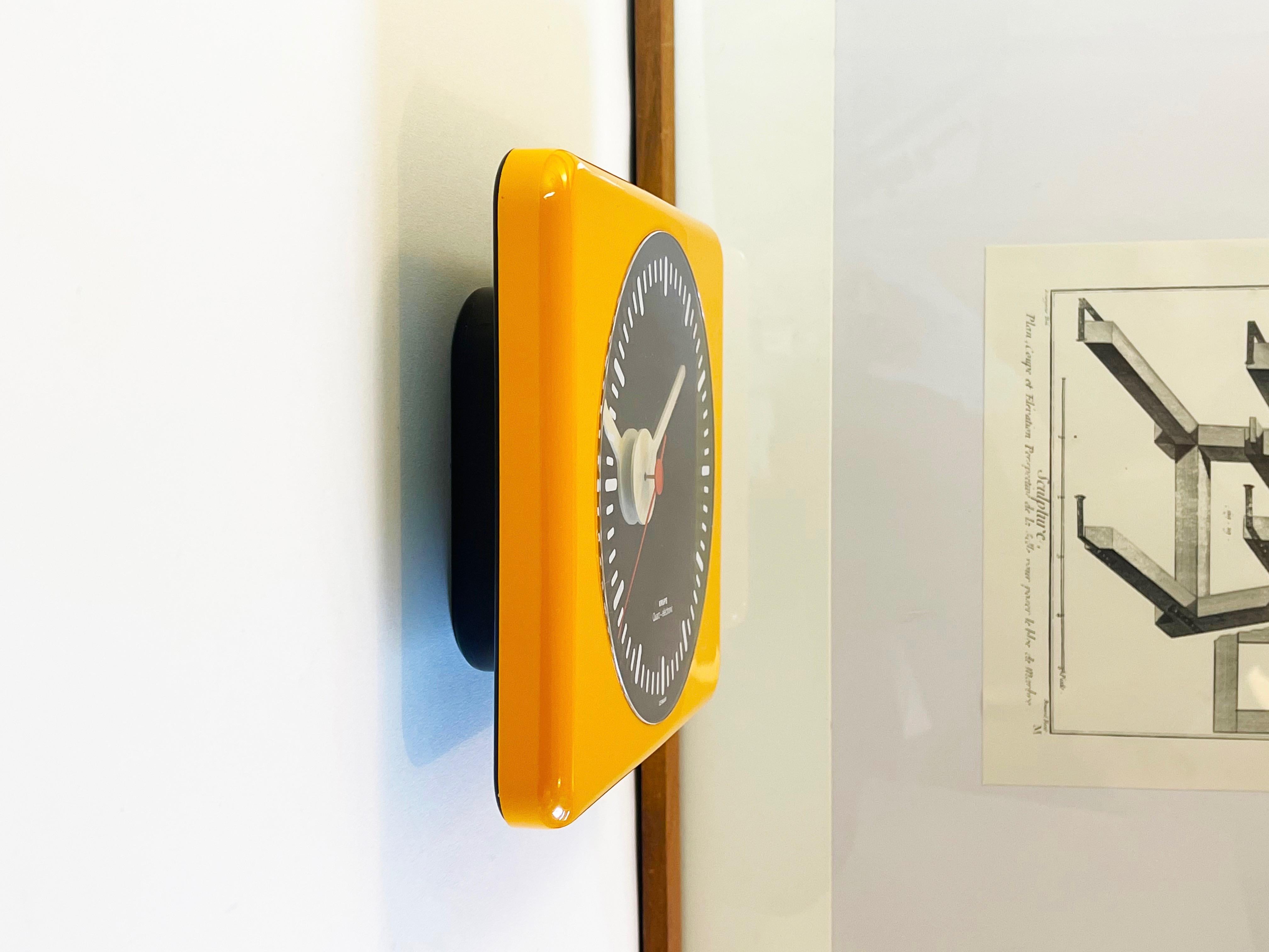 Mid-Century Modern Mid-Century Krups Wall Clock 1970s Orange Quarz-Electronic, Germany