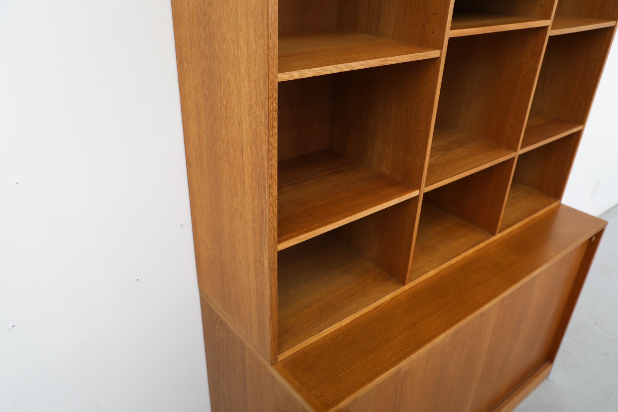 Mid-Century Kurt Østervig Oak Storage with Lower Cabinet & Upper Bookcase For Sale 2