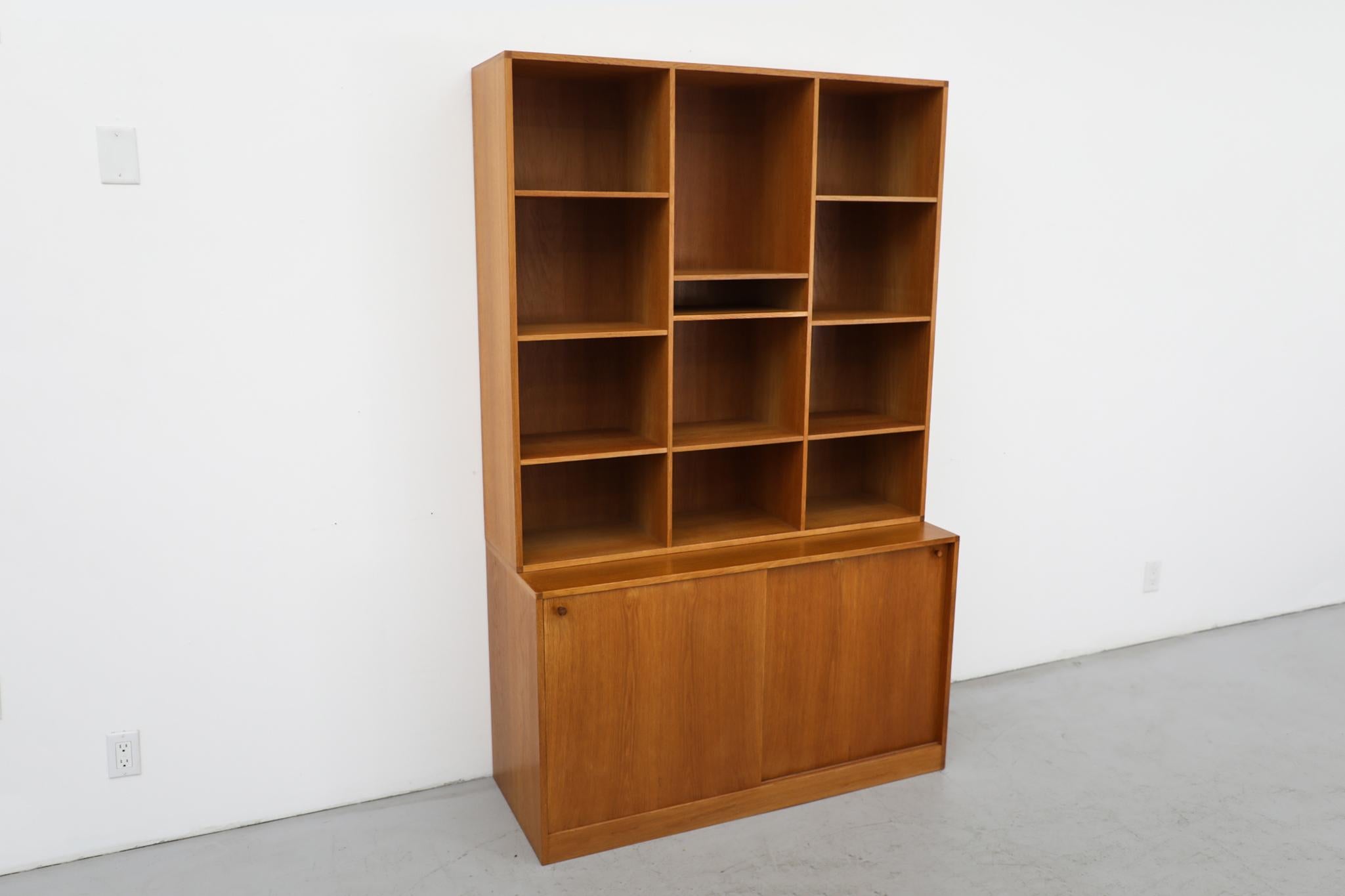Mid-Century Kurt Østervig Oak Storage with Lower Cabinet & Upper Bookcase In Good Condition For Sale In Los Angeles, CA