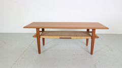 Mid-Century Kurt Østervig Teak& Cane Coffee Table for Jason Møbler 1950, Denmark