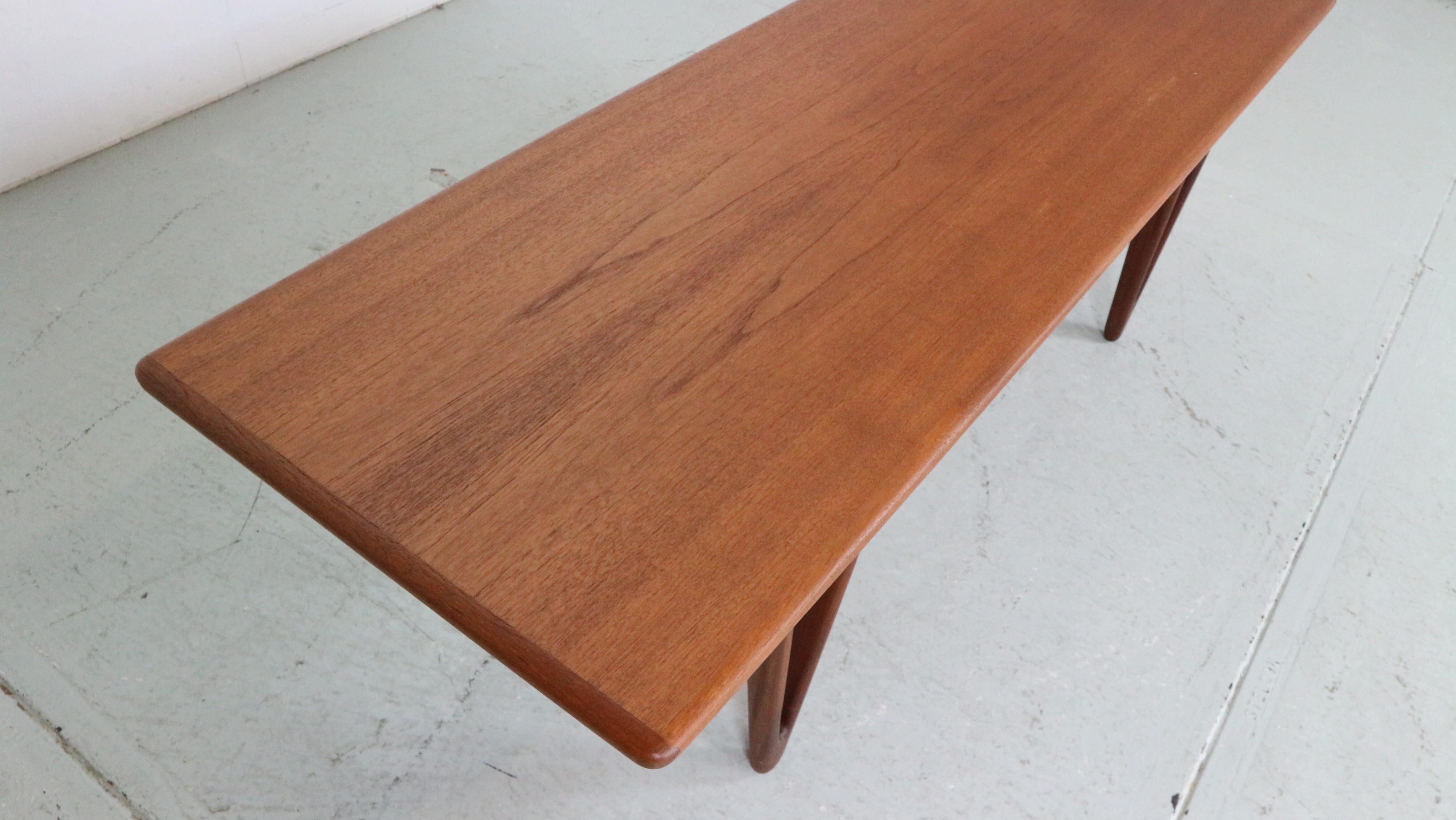 Mid-Century Kurt Østervig Teak, Cane Coffee Table With V shape legs 1950 Denmark 8