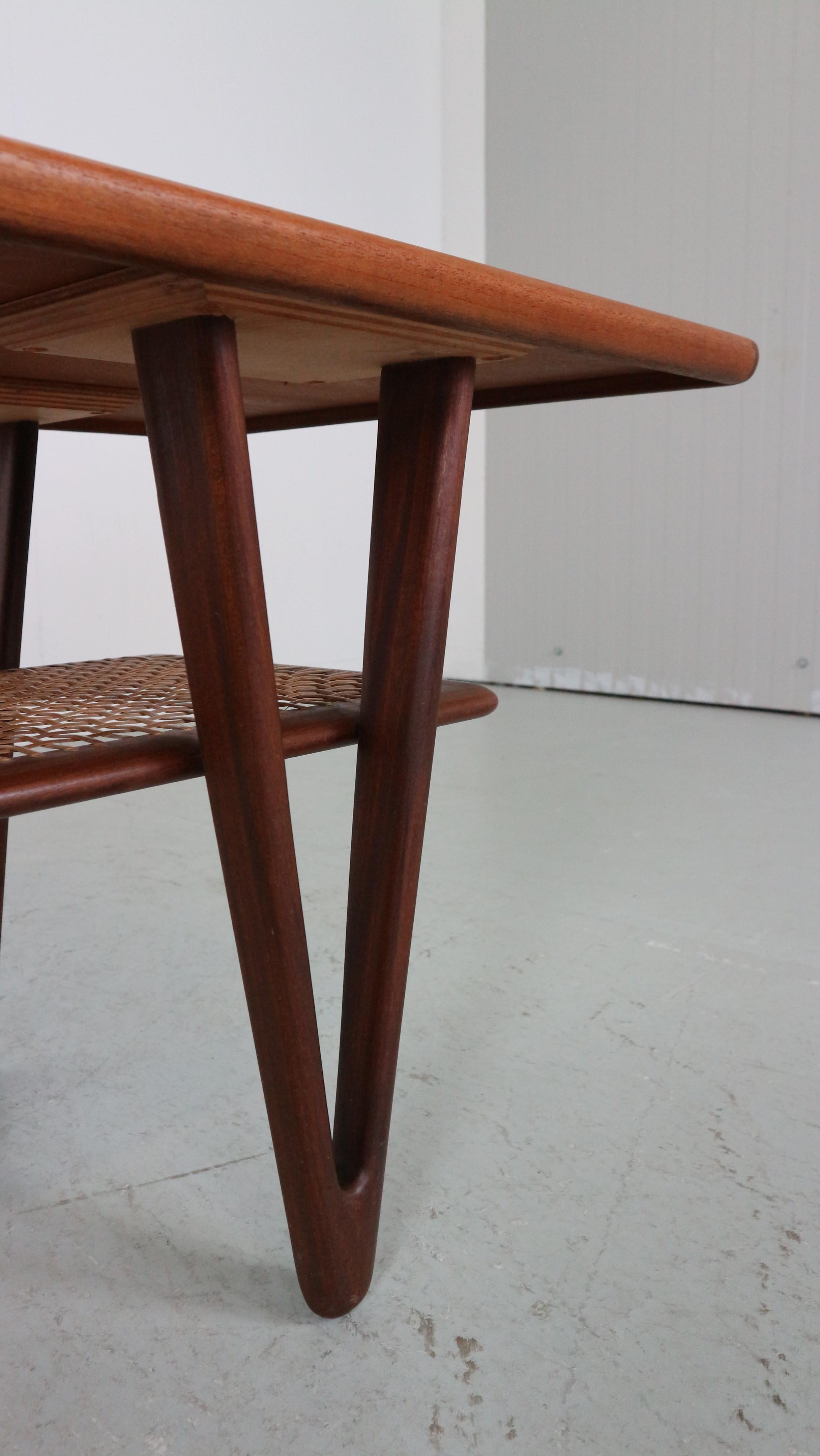 Mid-Century Kurt Østervig Teak, Cane Coffee Table With V shape legs 1950 Denmark 10