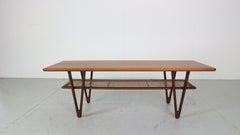 Mid-Century Kurt Østervig Teak, Cane Coffee Table With V shape legs 1950 Denmark
