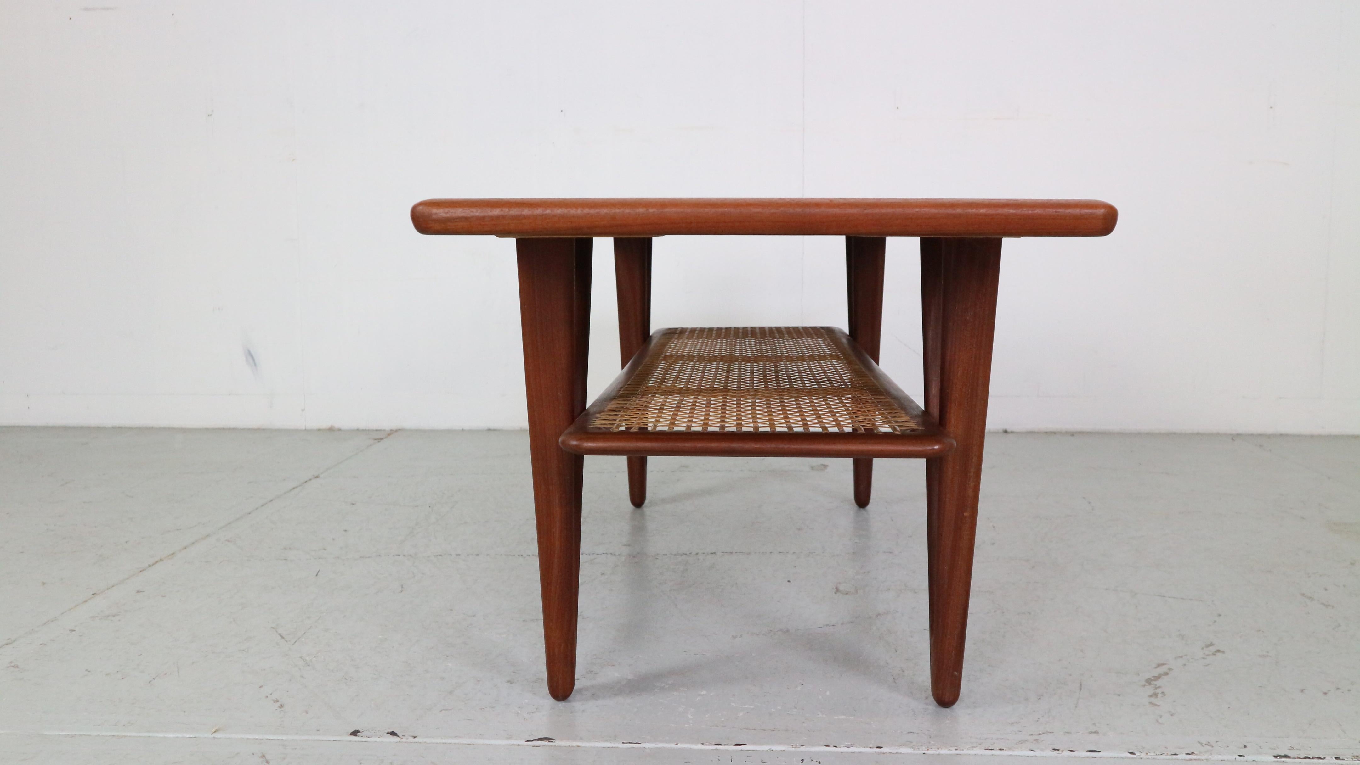 Mid-Century Kurt Østervig Teak, Cane Coffee Table With V shape legs 1950 Denmark 1