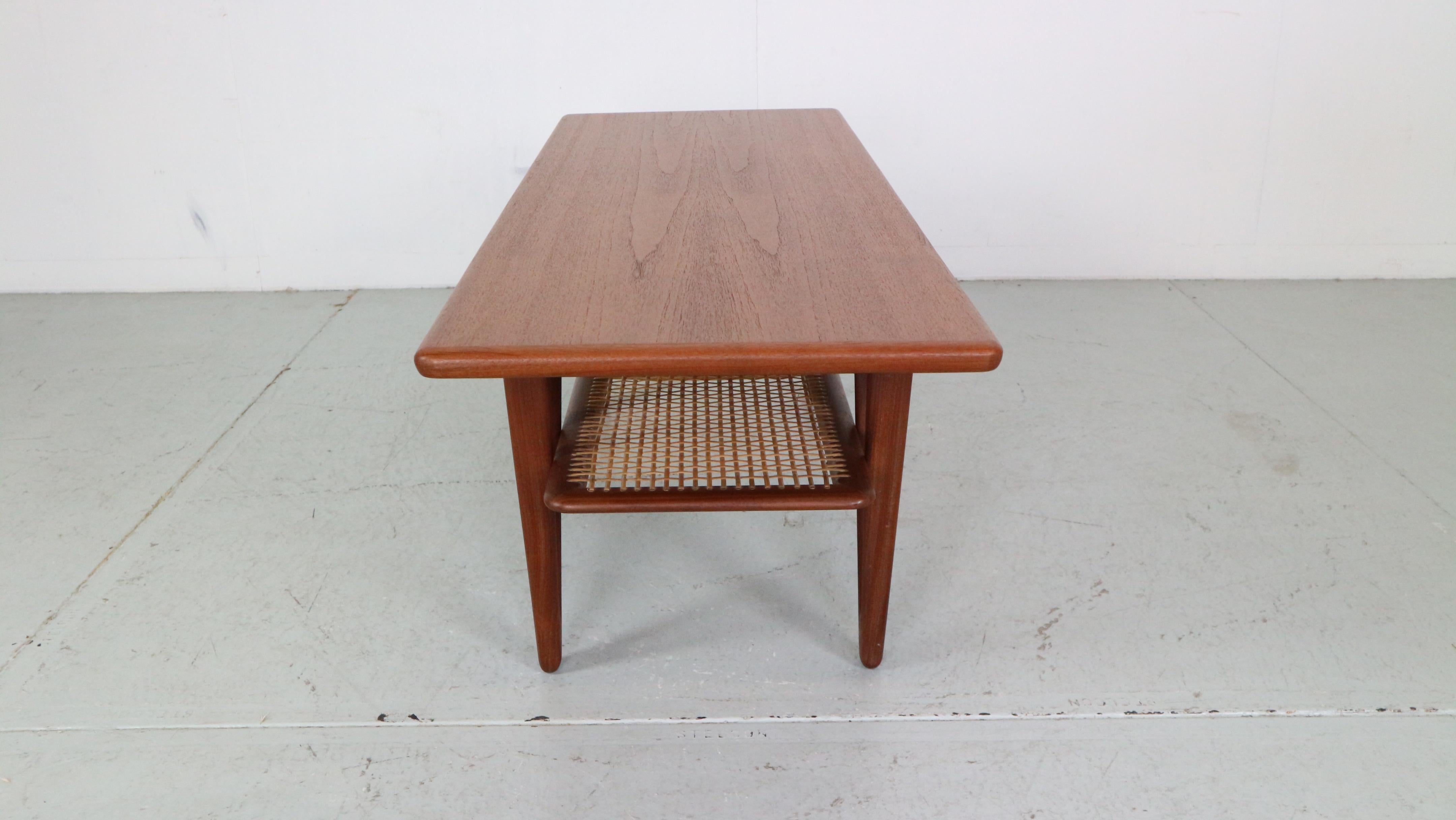 Mid-Century Kurt Østervig Teak, Cane Coffee Table With V shape legs 1950 Denmark 2