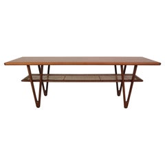 Mid-Century Kurt Østervig Teak, Cane Coffee Table With V shape legs 1950 Denmark