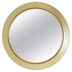 Miroir mural rond en aluminium doré L. Burchiellaro du milieu du siècle, années 60, Italie