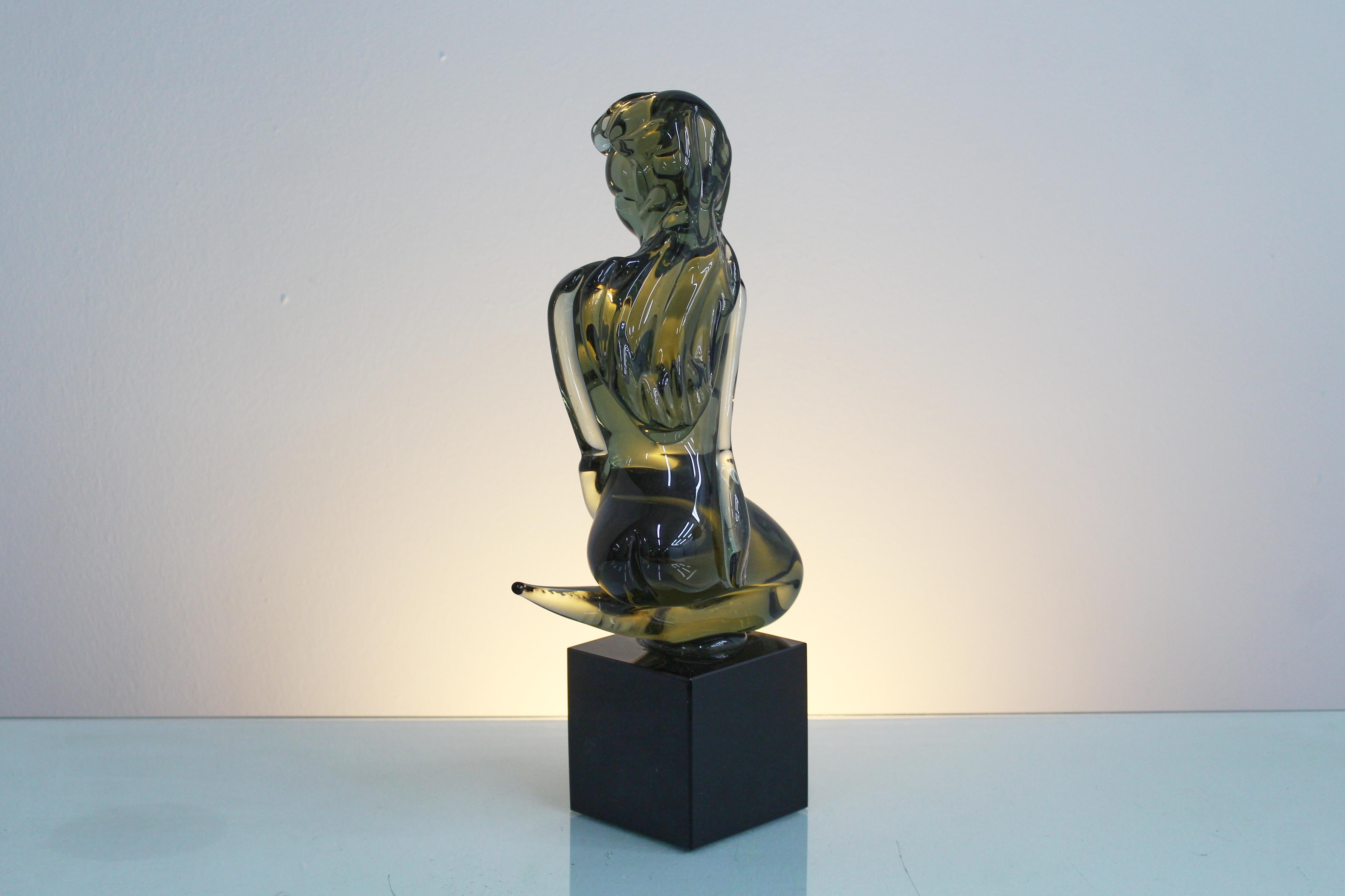 Mid-Century L. Rosin (attr.) Murano Glass Stylized Woman's Body, Italy, 1970s For Sale 3