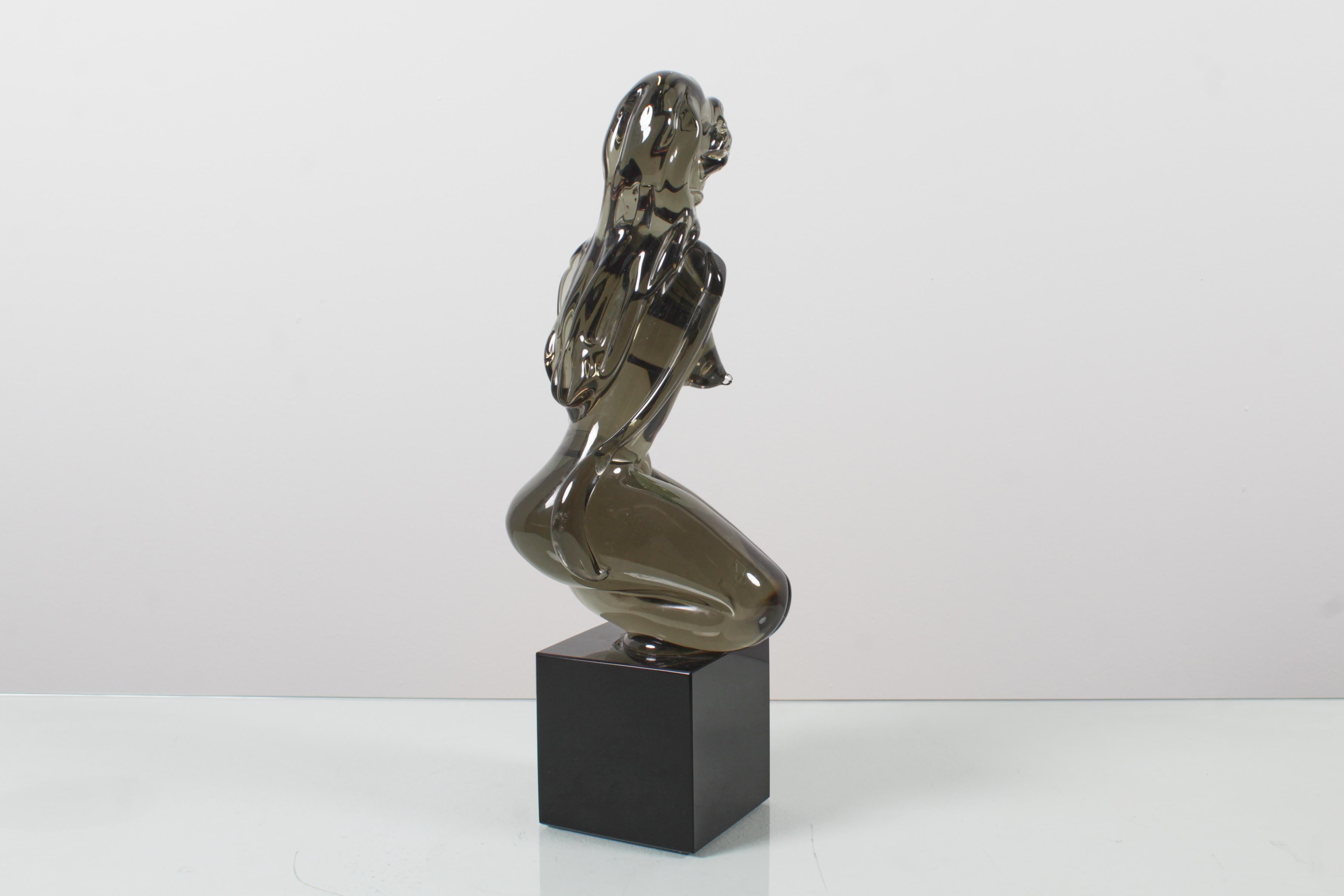 Mid-Century L. Rosin (attr.) Murano Glass Stylized Woman's Body, Italy, 1970s In Good Condition For Sale In Palermo, IT