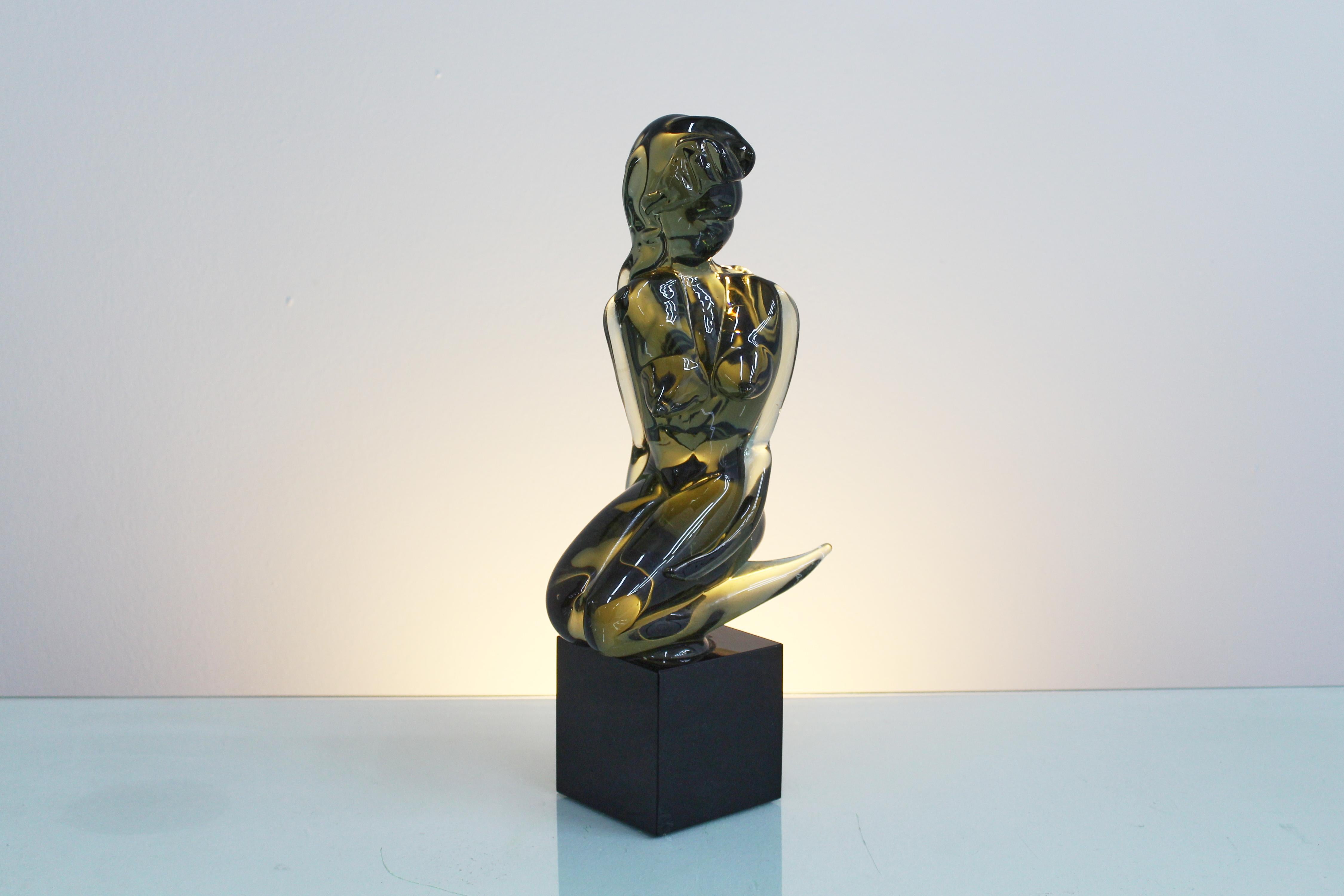 Art Glass Mid-Century L. Rosin (attr.) Murano Glass Stylized Woman's Body, Italy, 1970s For Sale