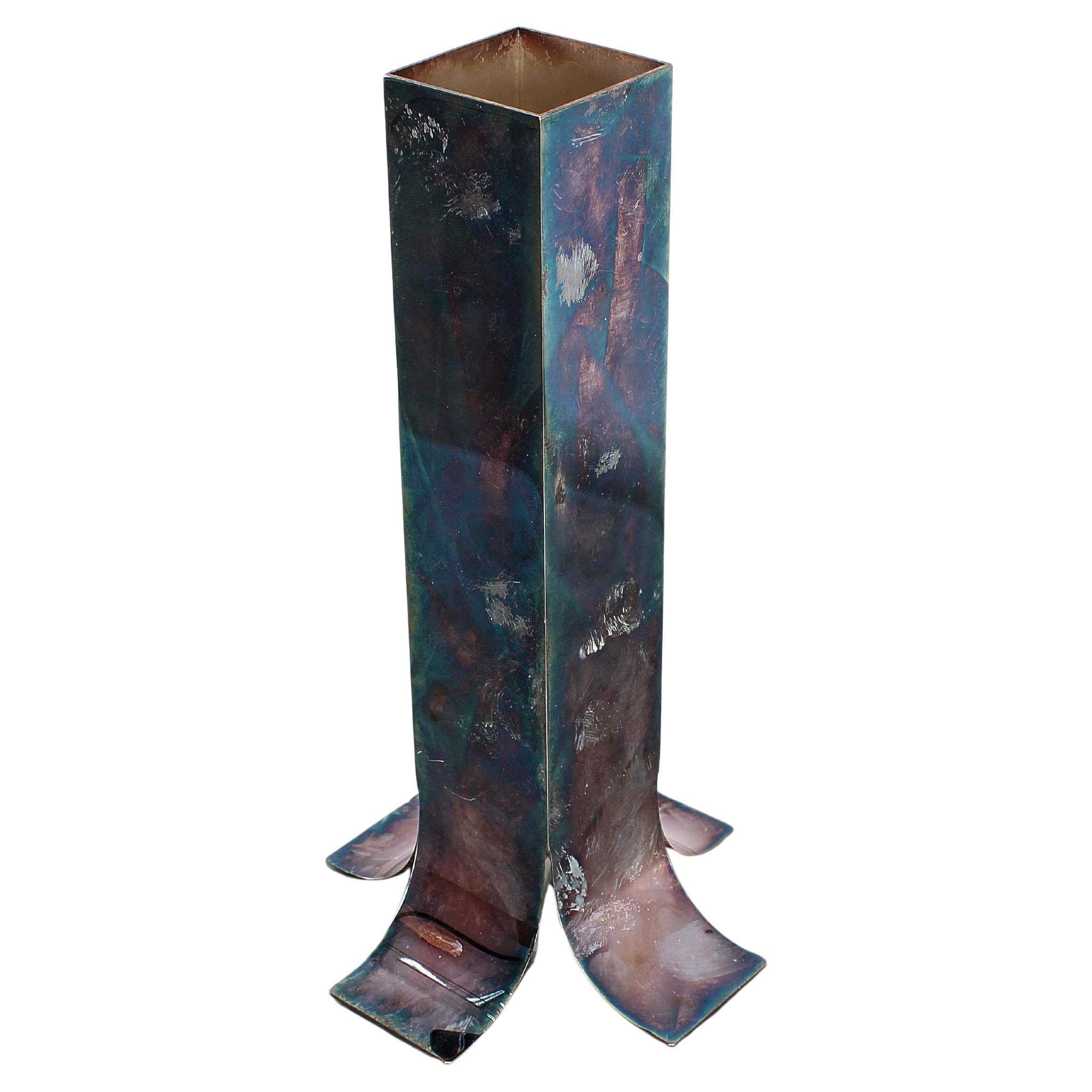 Mid-Century L. Sabattini mod. "Stele" Silver-Plated Steel Vase 1963 Italy For Sale