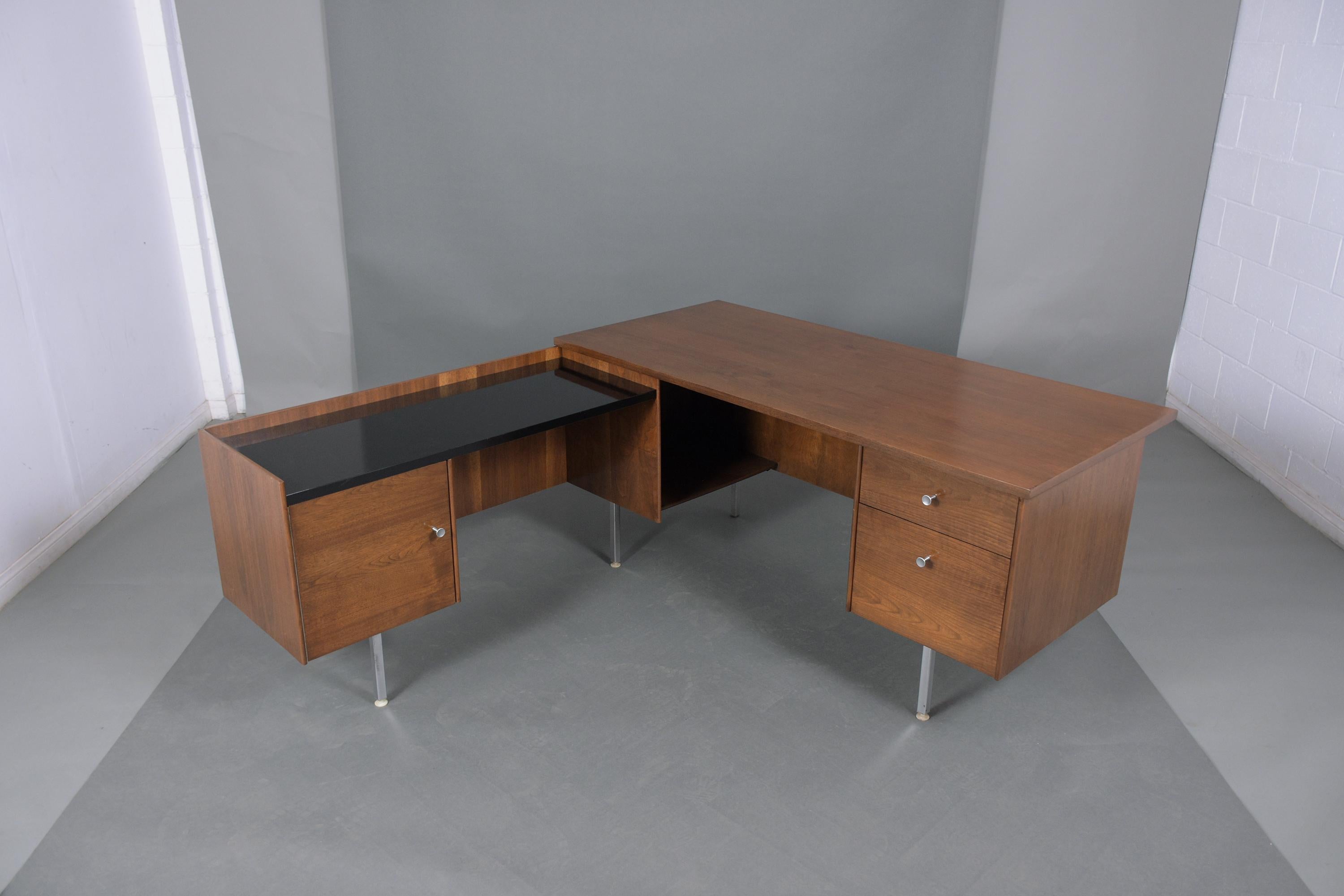 Wood Mid-Century L Shape Executive Desk