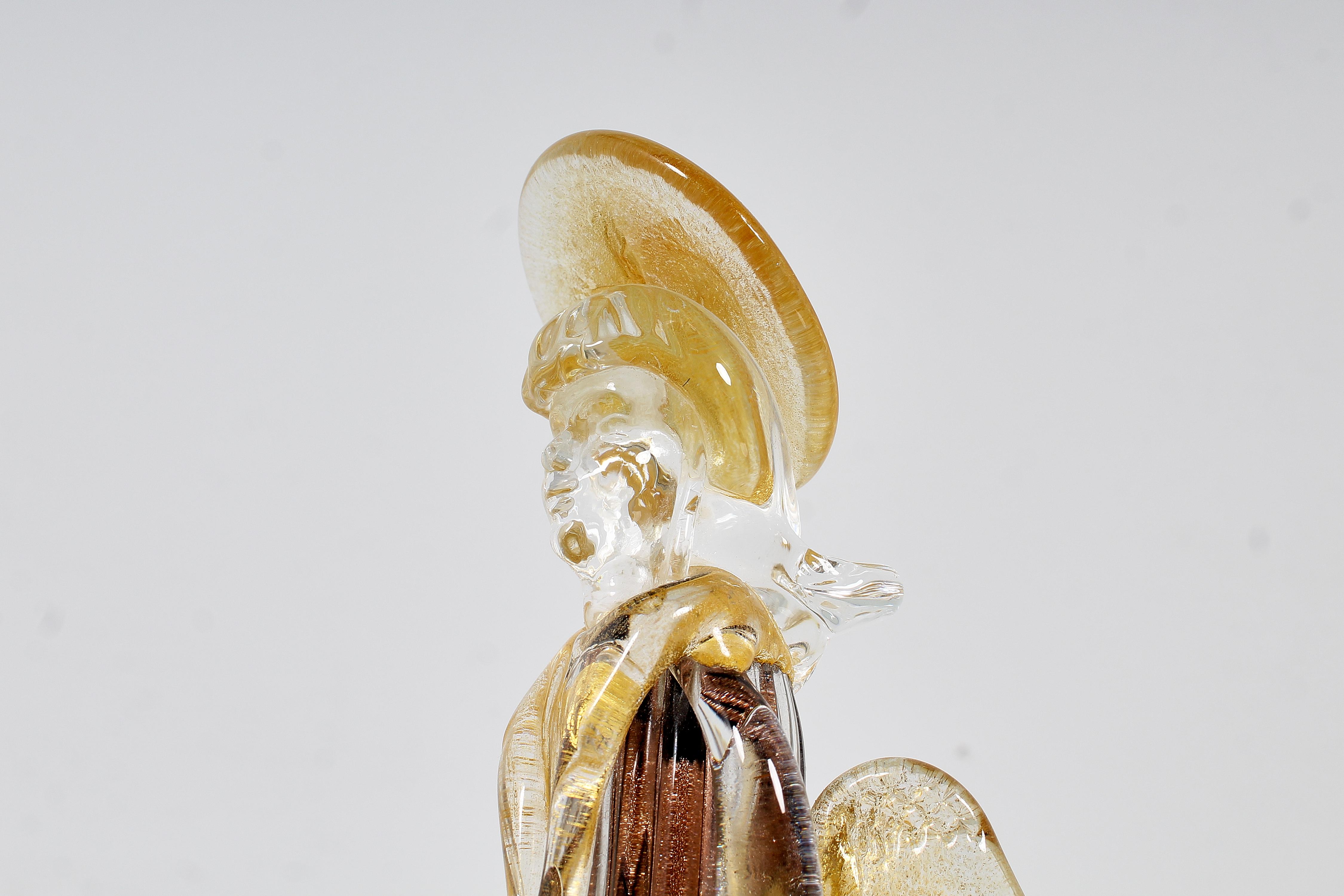Midcentury L. Zanetti Style Murano Glass Angel Sculpture Gold Leaf, Italy, 1970s For Sale 8