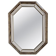 Specchio da parete ottagonale in tartaruga in stile LaBarge, metà del secolo scorso