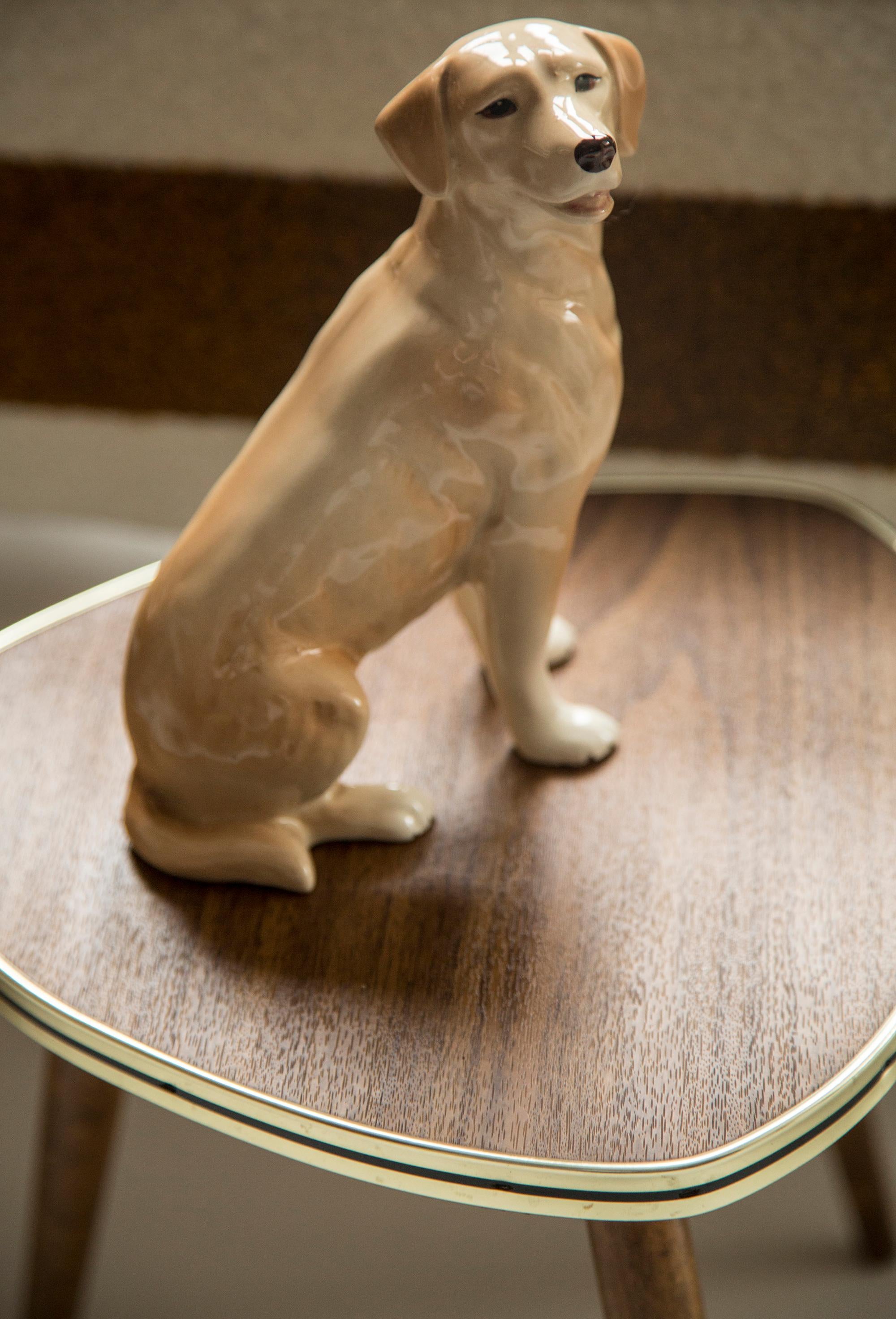 Hand-Painted Midcentury Labrador Retriever Ceramic Dog Sculpture, Europe, 1960s
